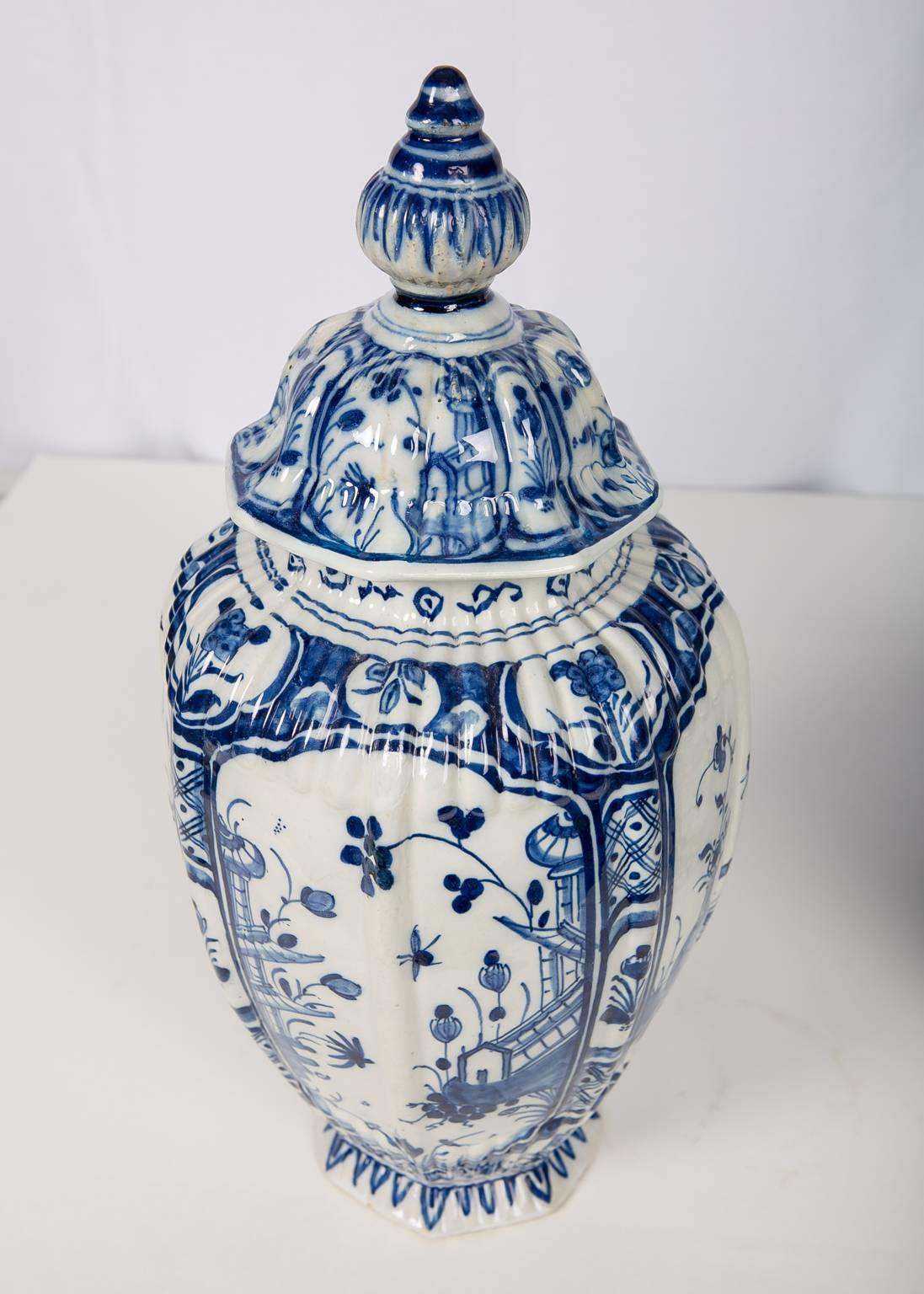 Pair of Delft Jars Blue and White, 18th Century 5