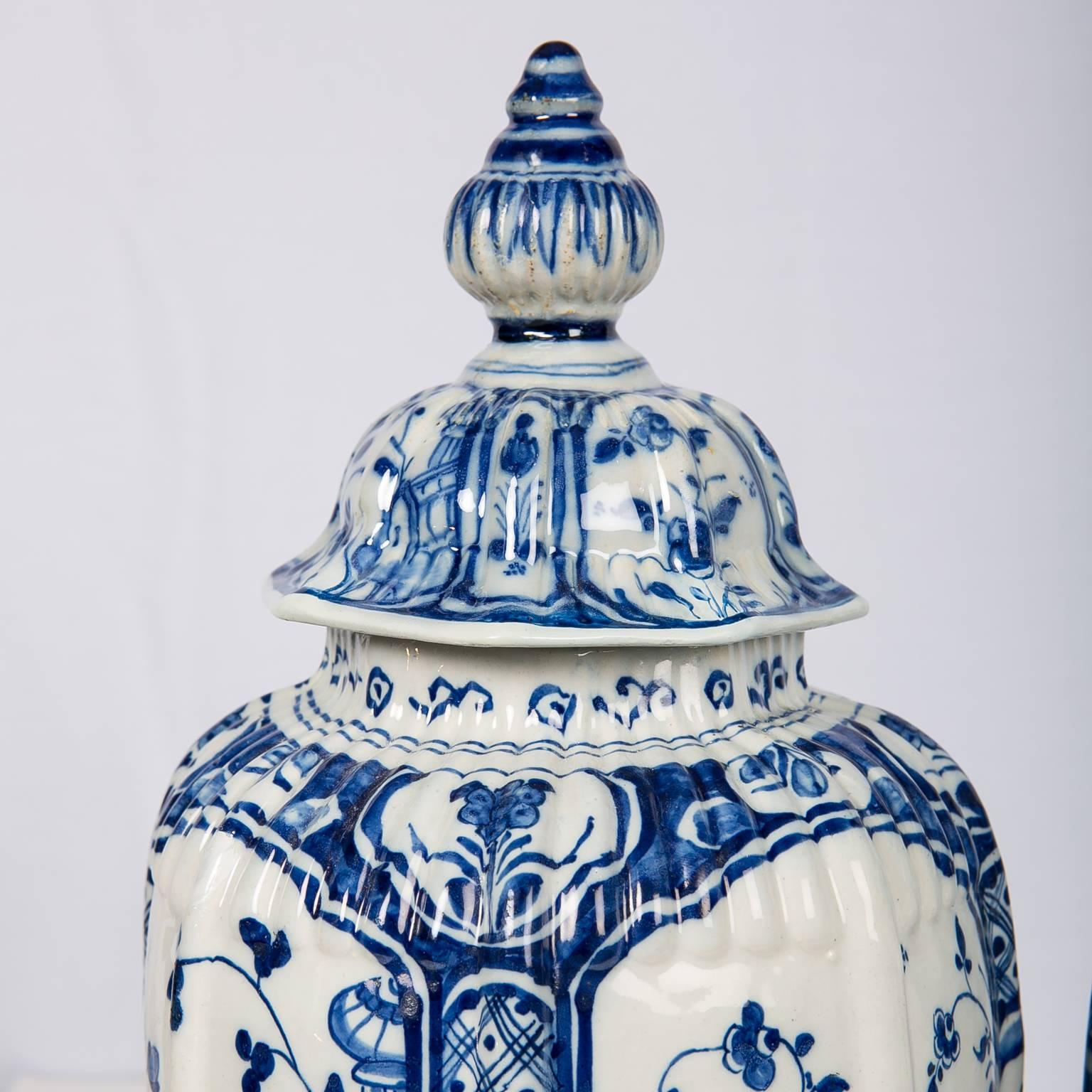 Pair of Delft Jars Blue and White, 18th Century 7