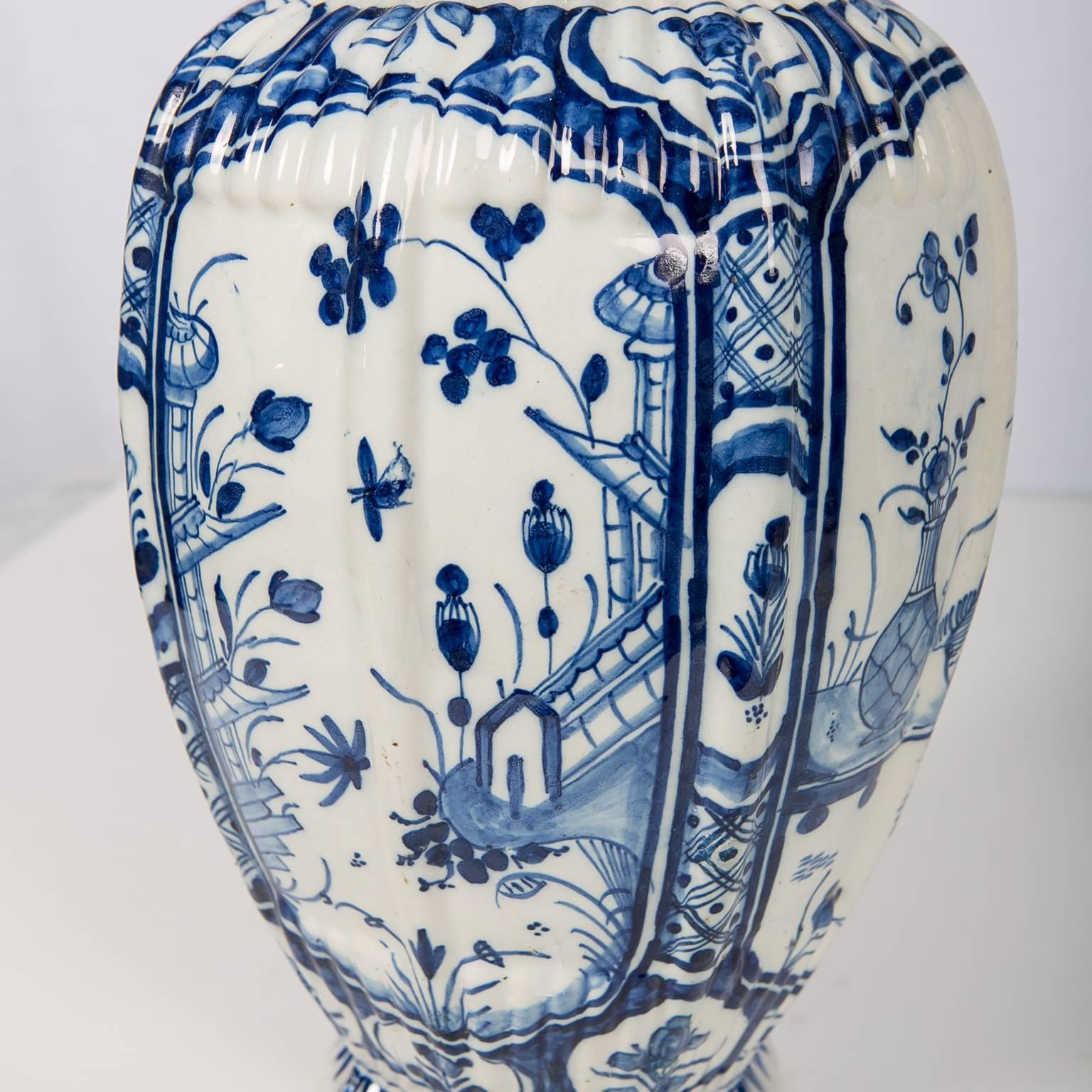 Pair of Delft Jars Blue and White, 18th Century 1