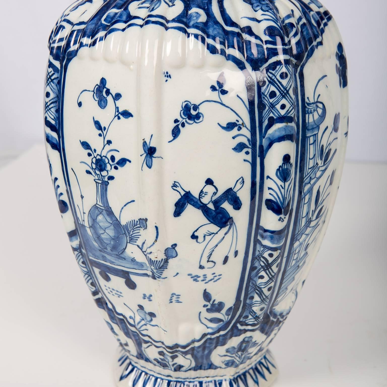 Pair of Delft Jars Blue and White, 18th Century 2