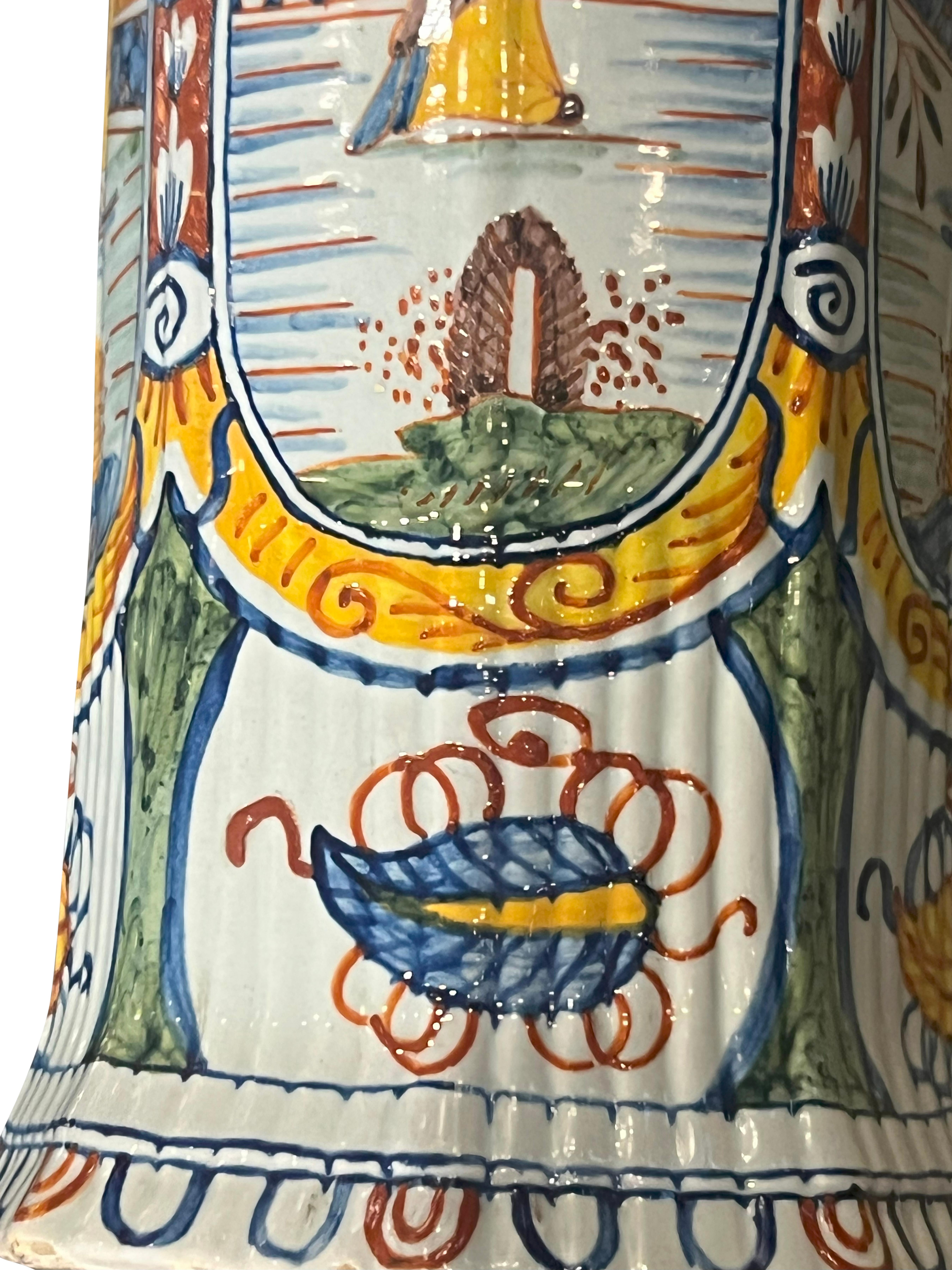 Pair Of Delft Polychrome Vases For Sale 7