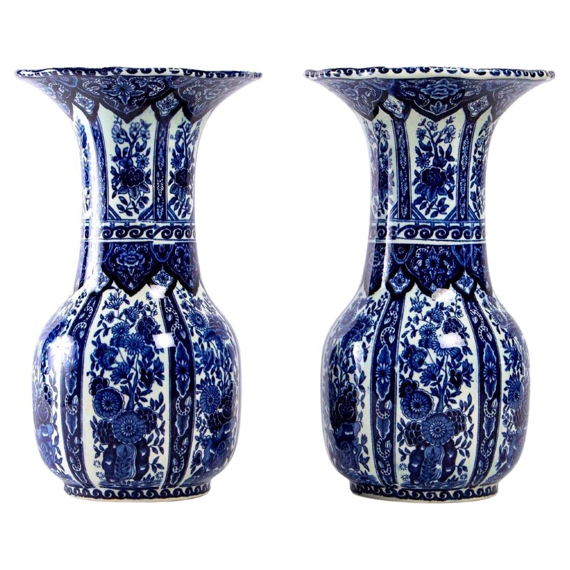 Pair of Delft Royal Sphinx Vase