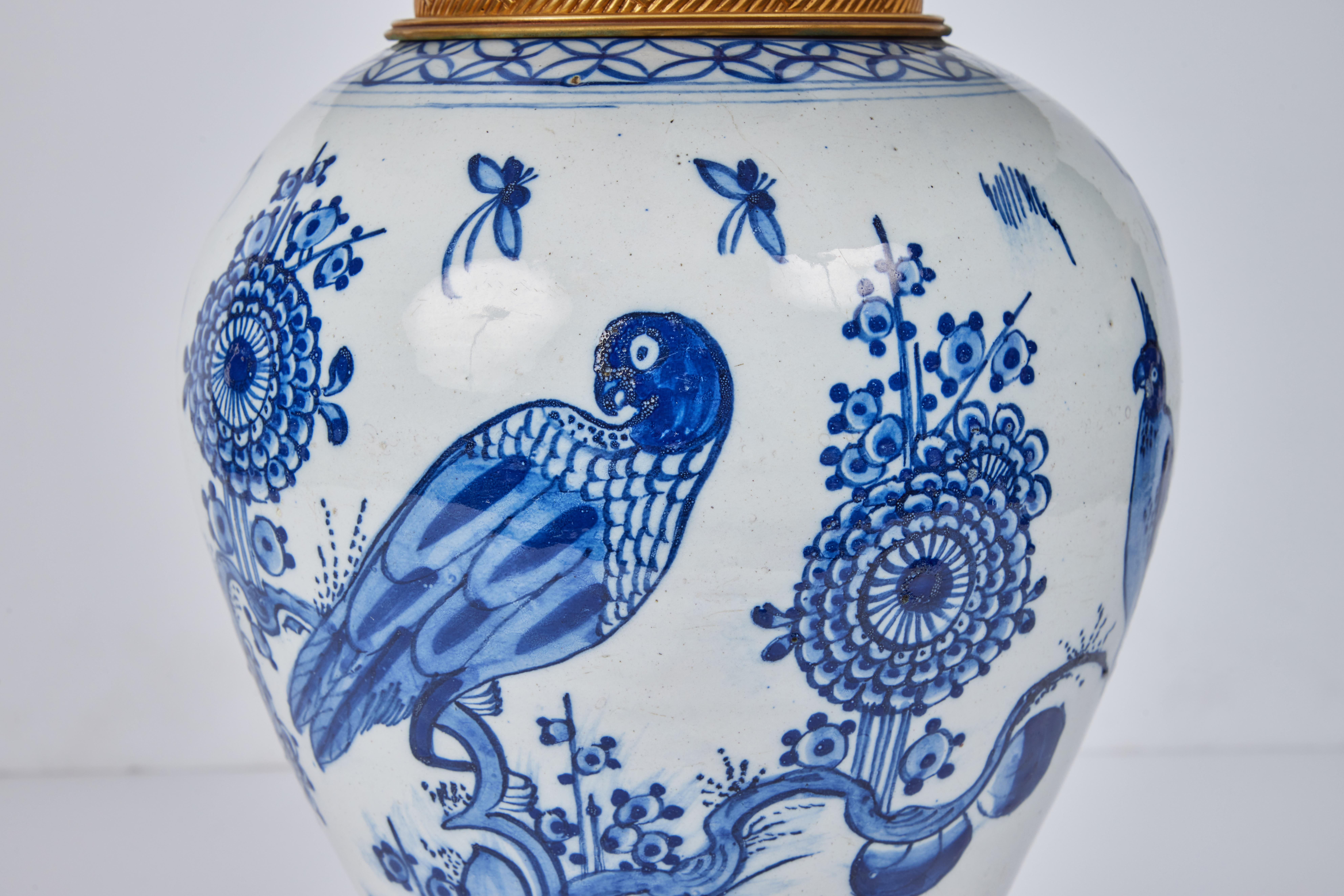 Glazed Pair of Delft Vases as Lamps