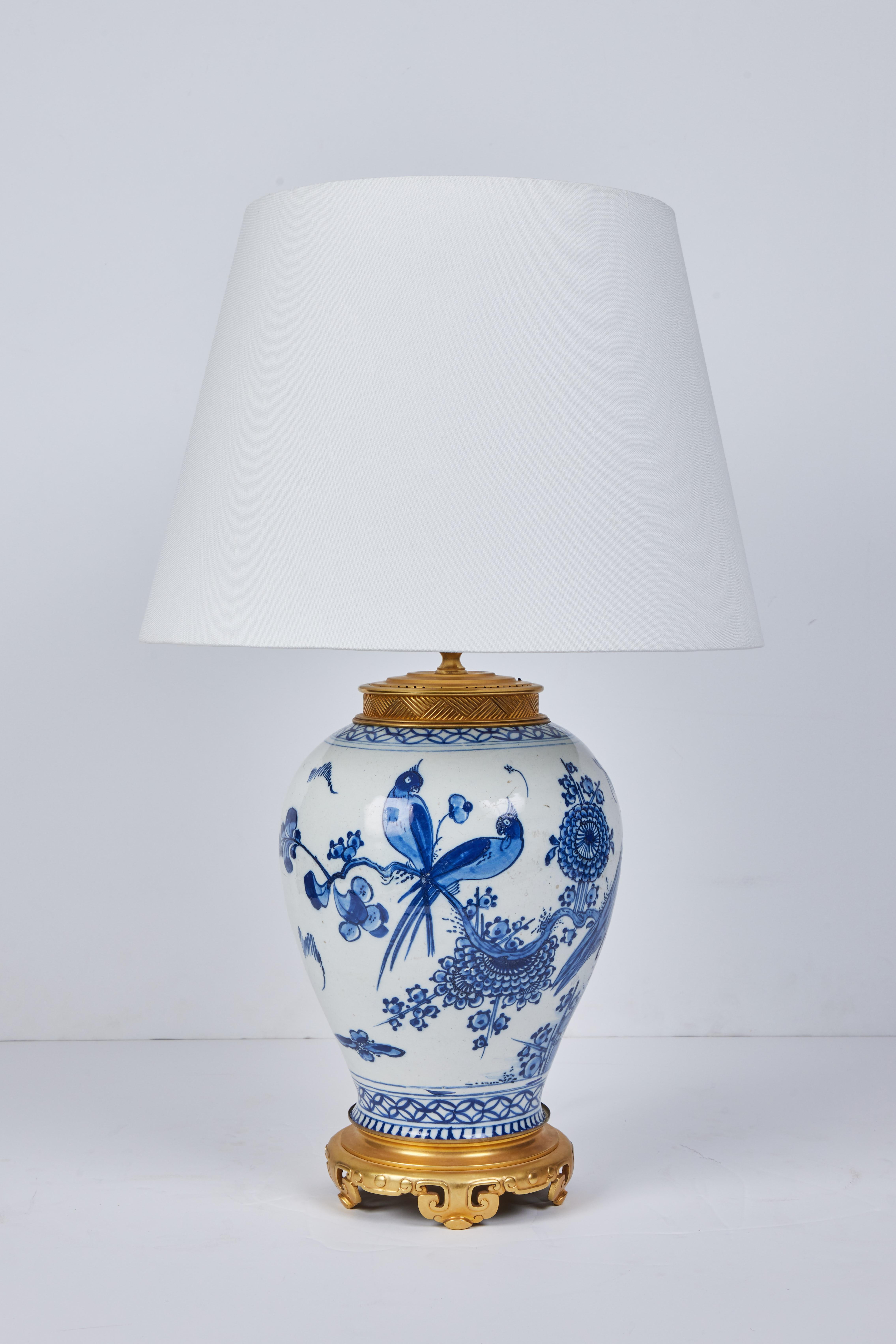 Earthenware Pair of Delft Vases as Lamps For Sale