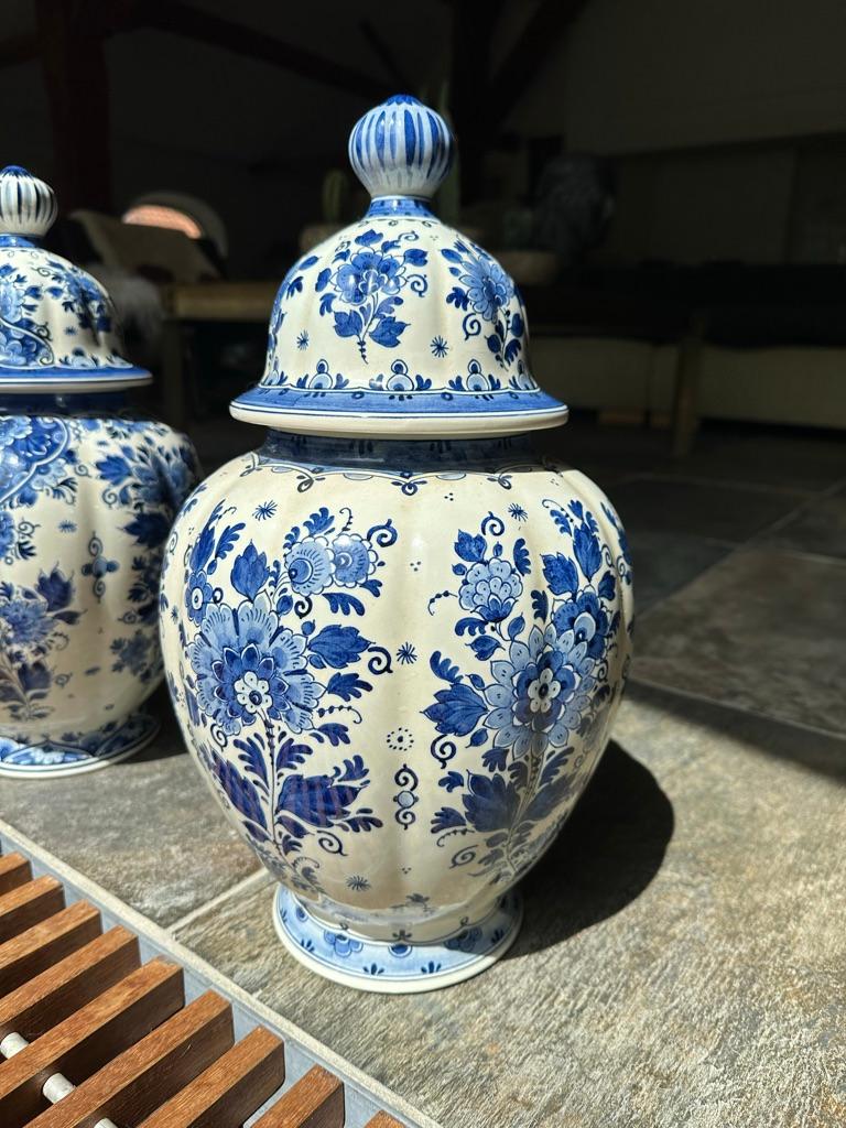 Pair of Delft Zenith Gouda Ginger Jars / Vases, The Netherlands For Sale 11