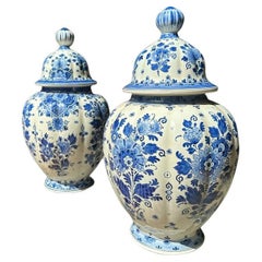 Pair of Delft Zenith Gouda Ginger Jars / Vases, The Netherlands
