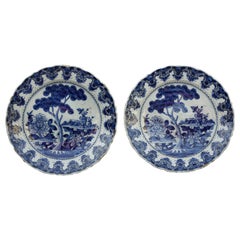Pair of Delftware Plates, The Ewer Factory, 18th Century