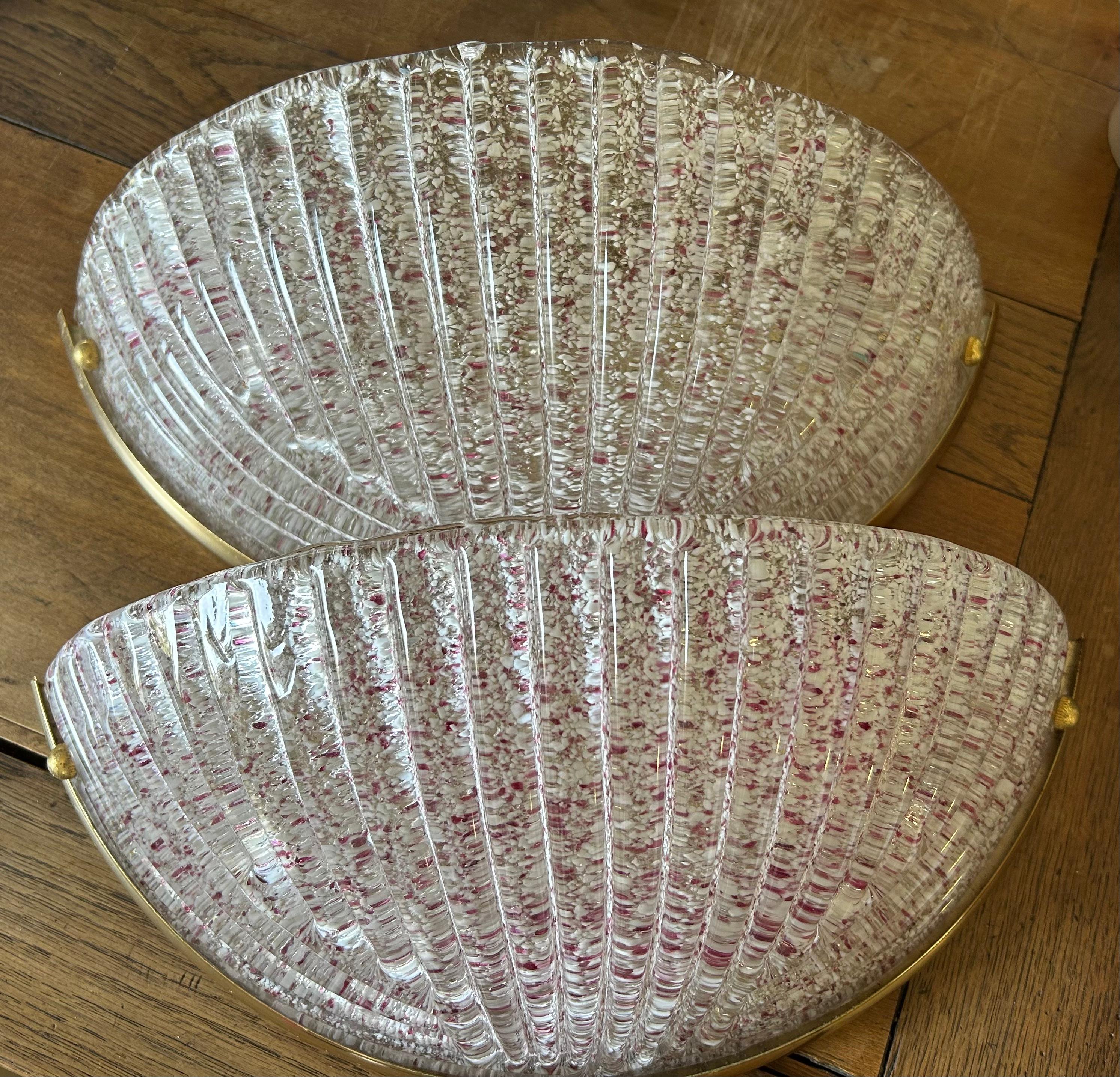 Pair of Delicate Pink Murano Wall Sconces, 1980's For Sale 5