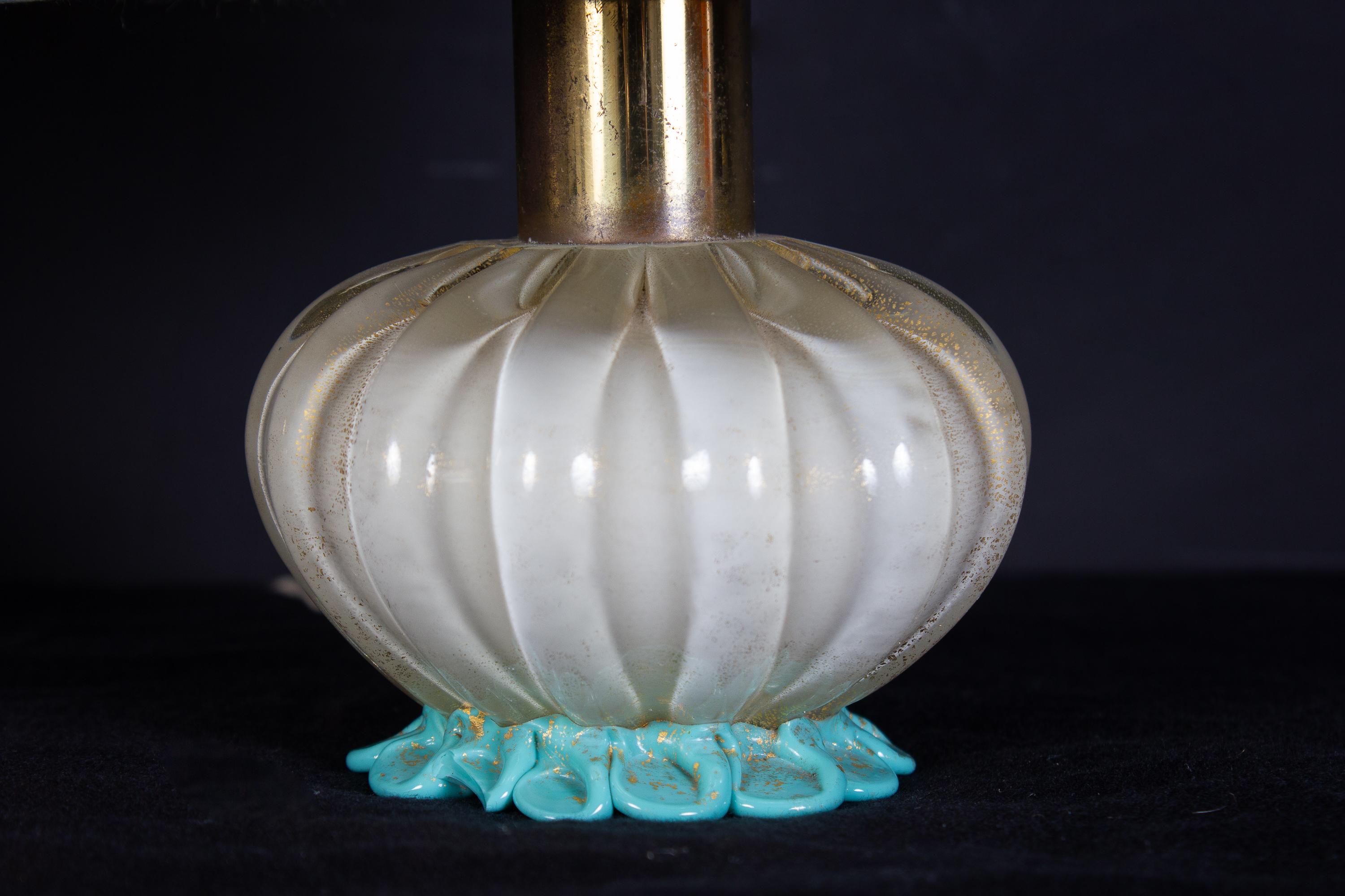 Blown Glass Pair of Delicious Barovier Murano Glass Table Lights, 1940 For Sale