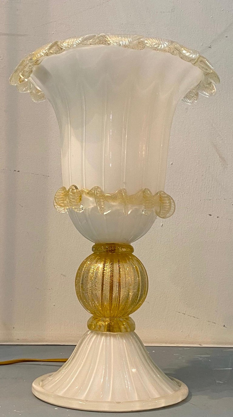 Pair of Delicious Murano Glass Table Lights For Sale at 1stDibs