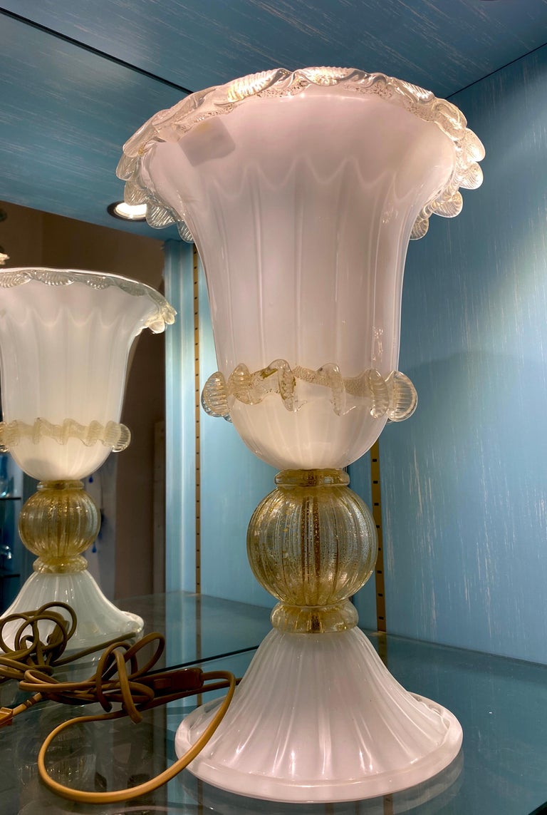 Pair of Delicious Murano Glass Table Lights For Sale at 1stDibs