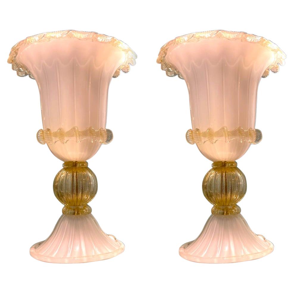 Pair of Delicious Murano Glass Table Lights For Sale