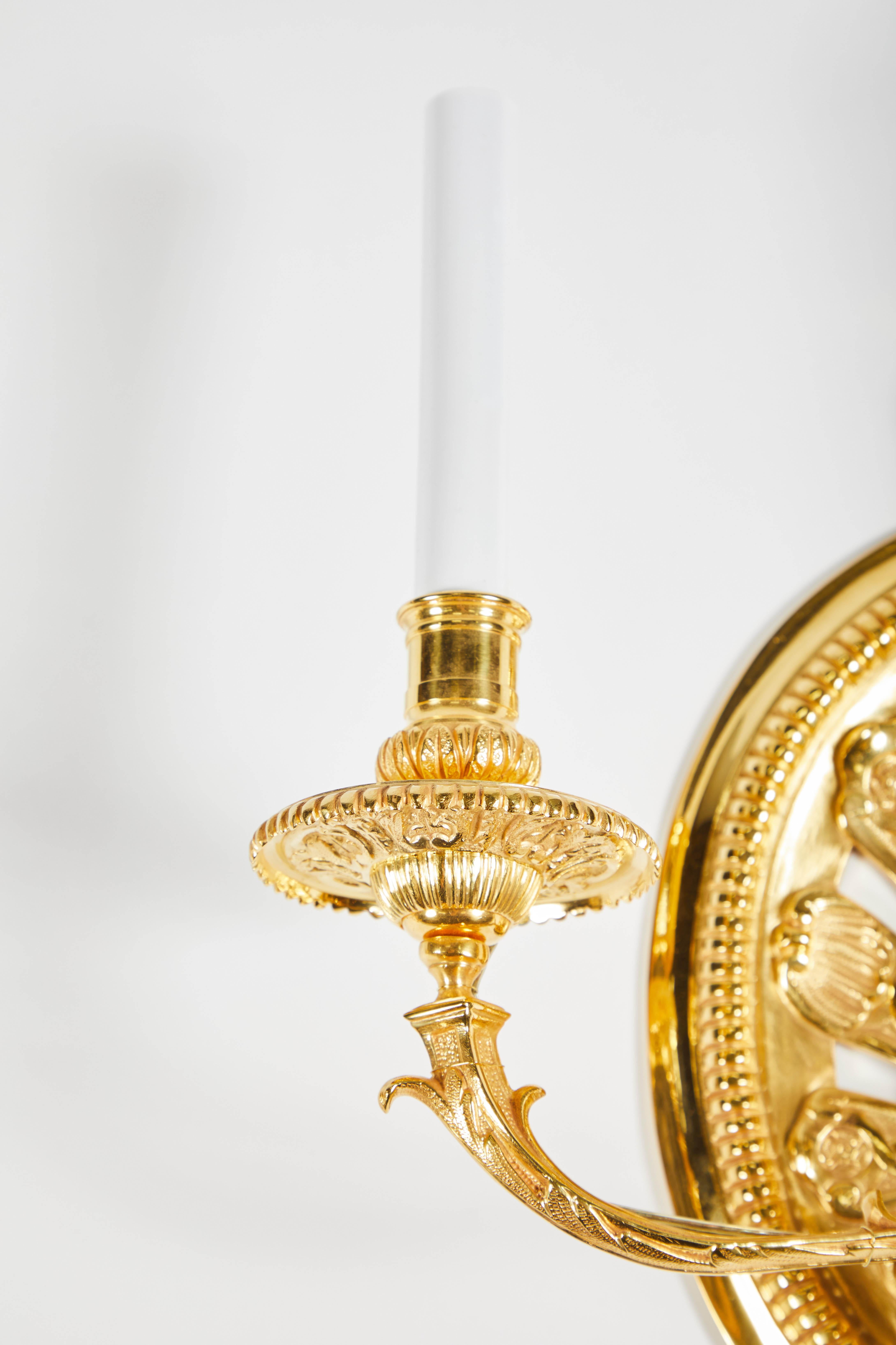 Gilt Pair of Delisle Gold-Plated Sconces