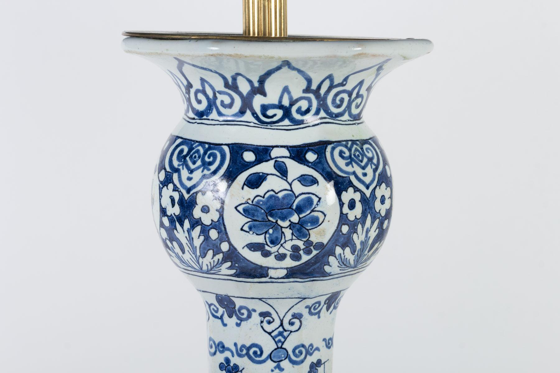 European Pair of Delph Faience Lamps, 19th Century