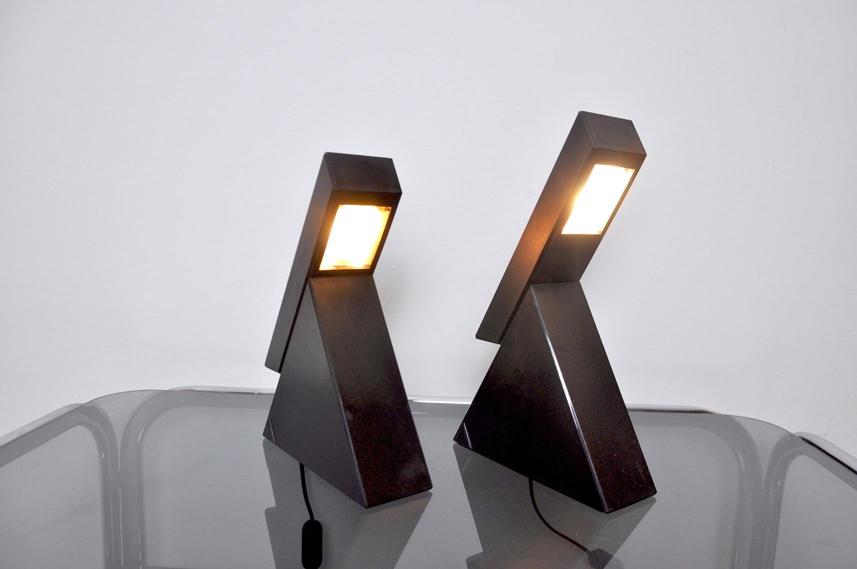 Late 20th Century Pair of Delta Lamps by Mario Bertorelle, 1970s For Sale