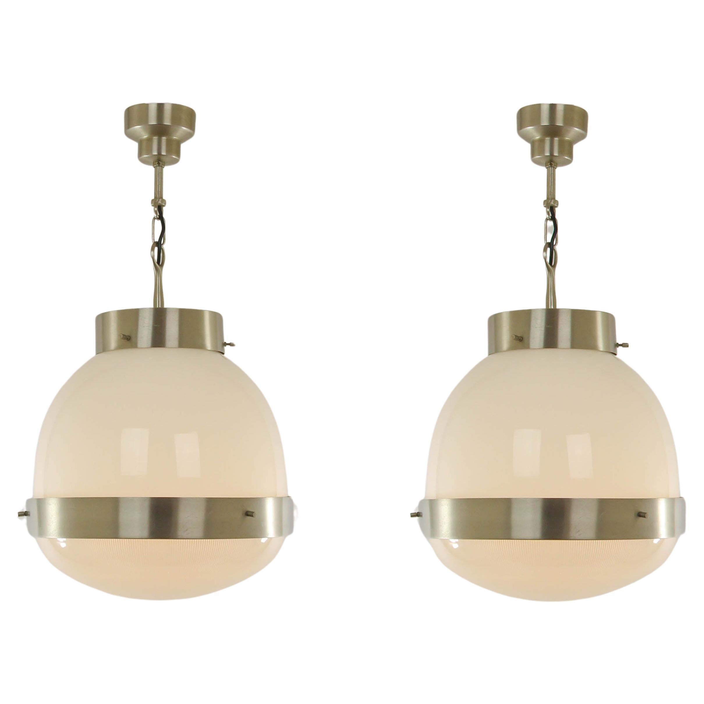 Pair of Delta Pendants by Sergio Mazza for Artemide, 1960s For Sale