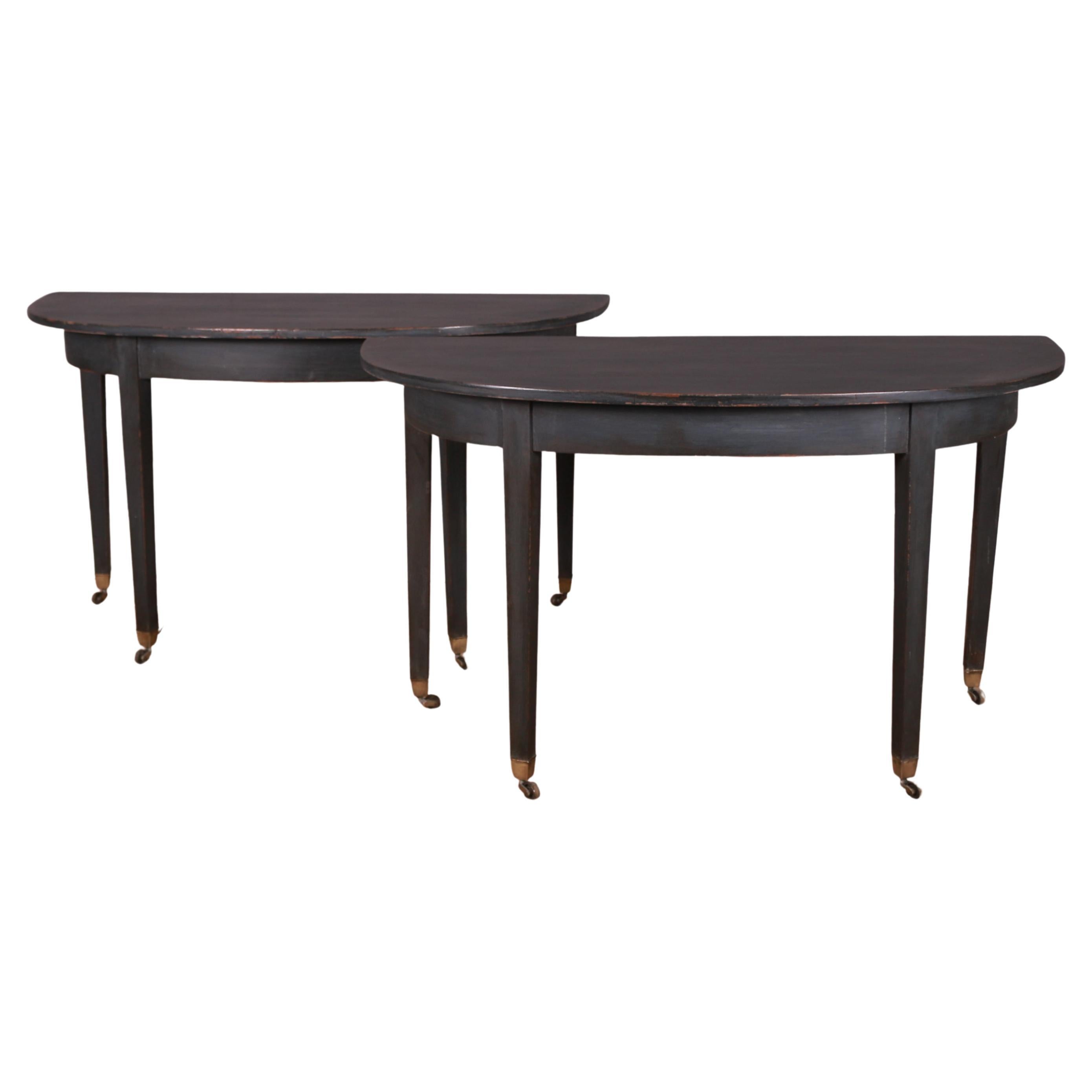 Pair of Demi-Lune Console Tables
