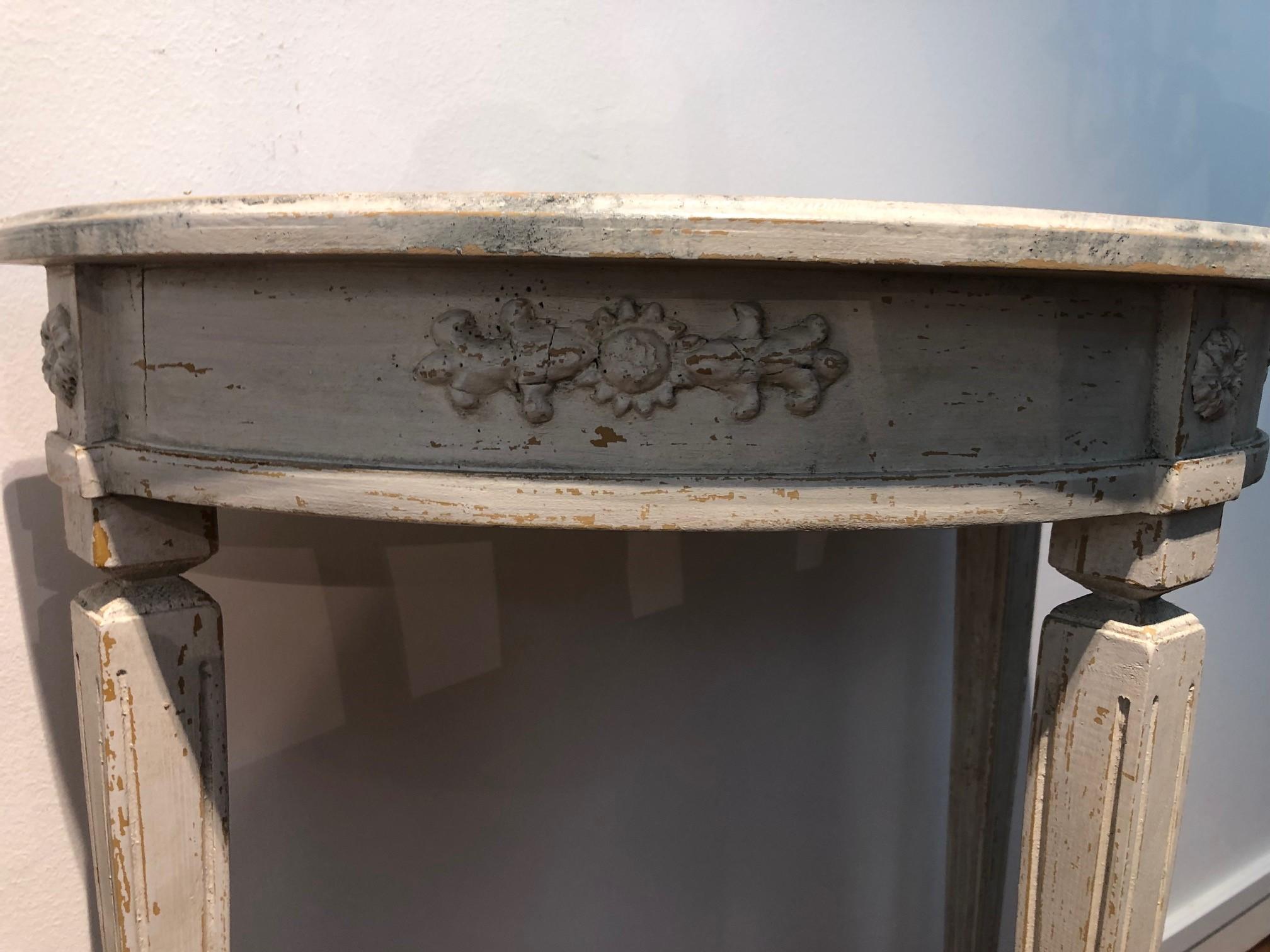 20th Century Pair of Demi Lune Console Tables, Gustavian Style C 1900