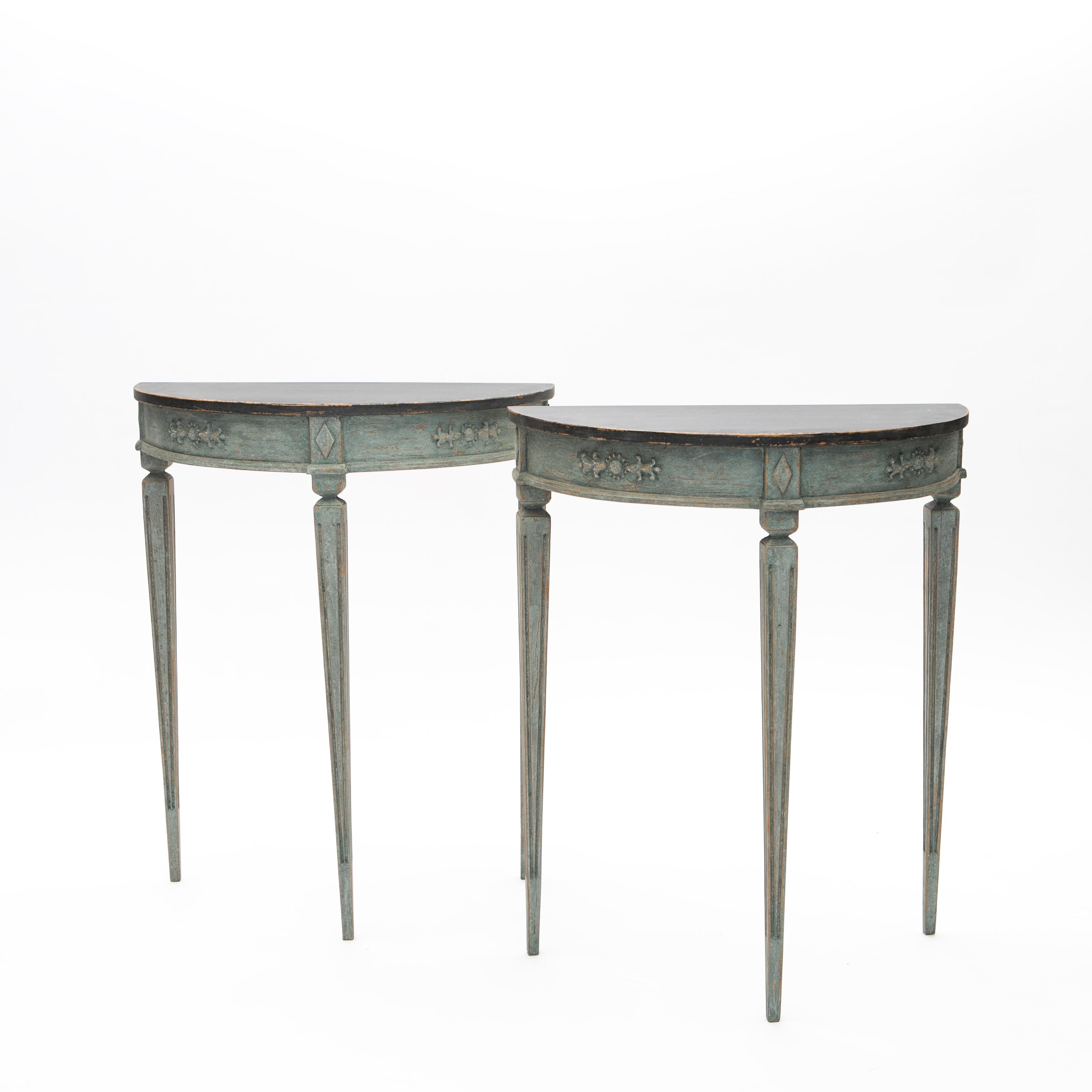 Pair of Demilune Console Tables, Gustavian Style 4