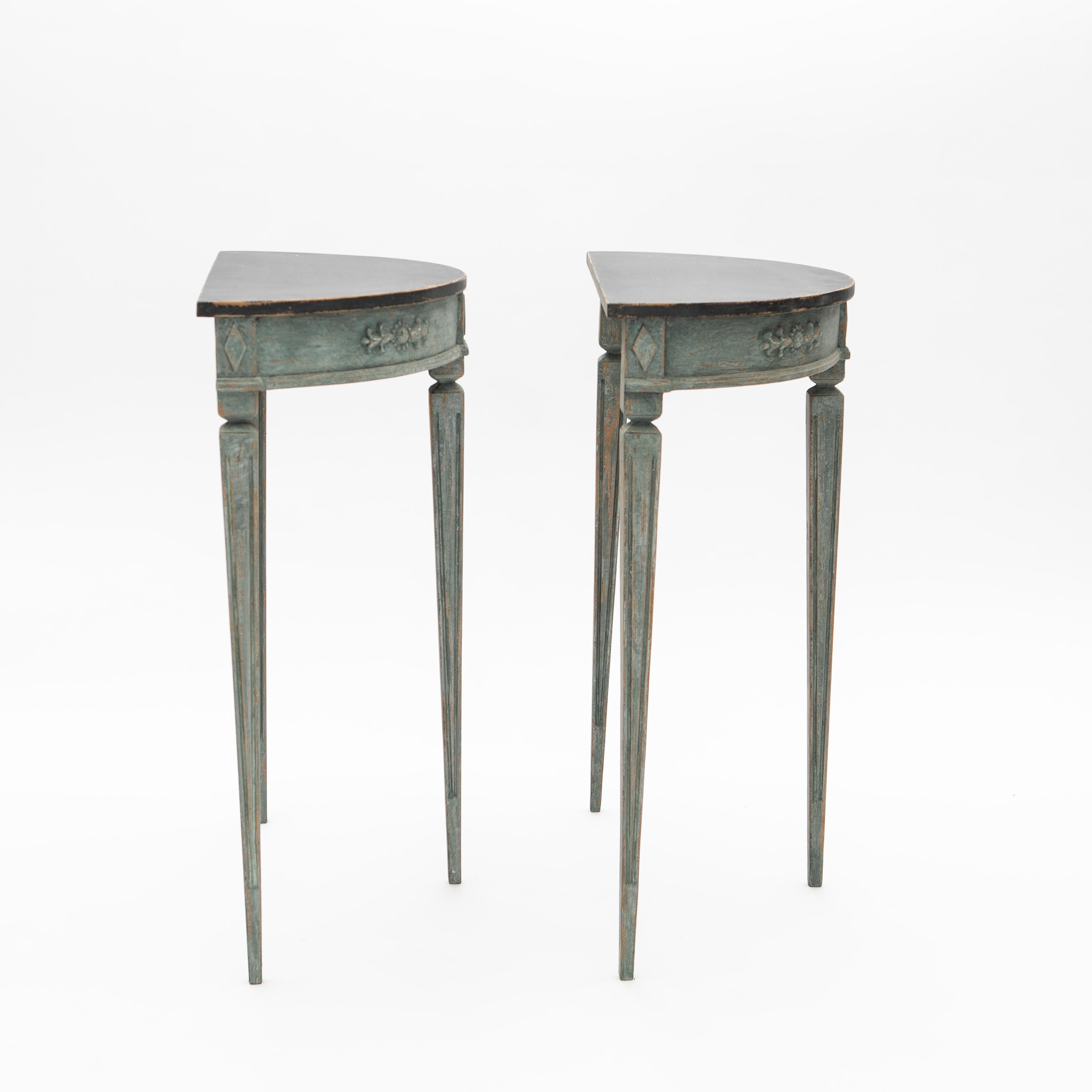Pair of Demilune Console Tables, Gustavian Style 1