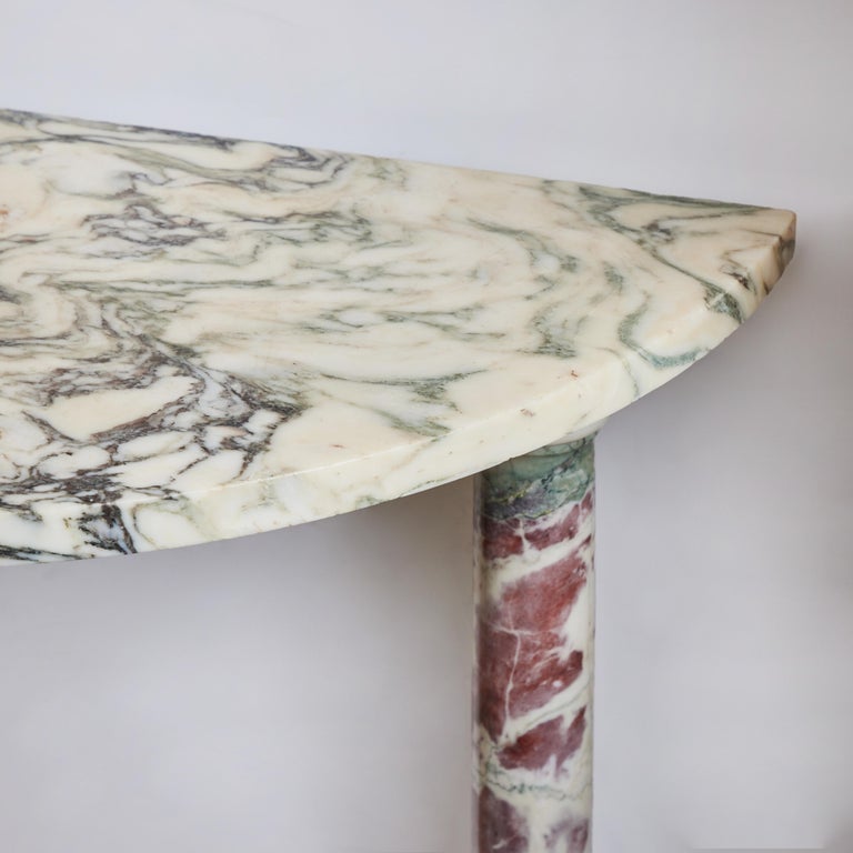 Pair of demilune Marble Console Tables For Sale at 1stDibs