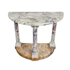 Pair of demilune Marble Console Tables