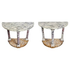 Pair of demilune Marble Console Tables