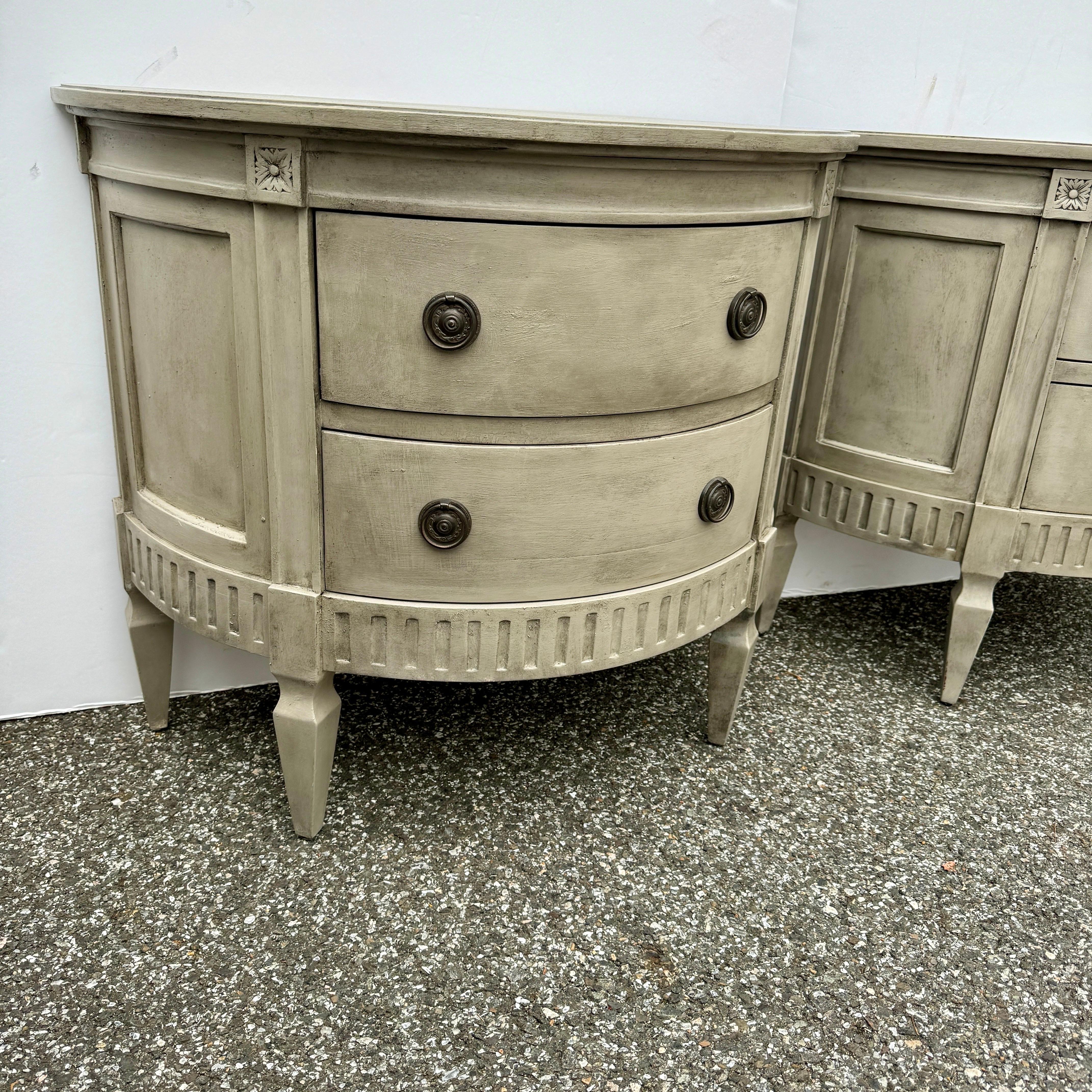 Pair of Demi-Lune Swedish Gustavian Style Chest of Drawers 1