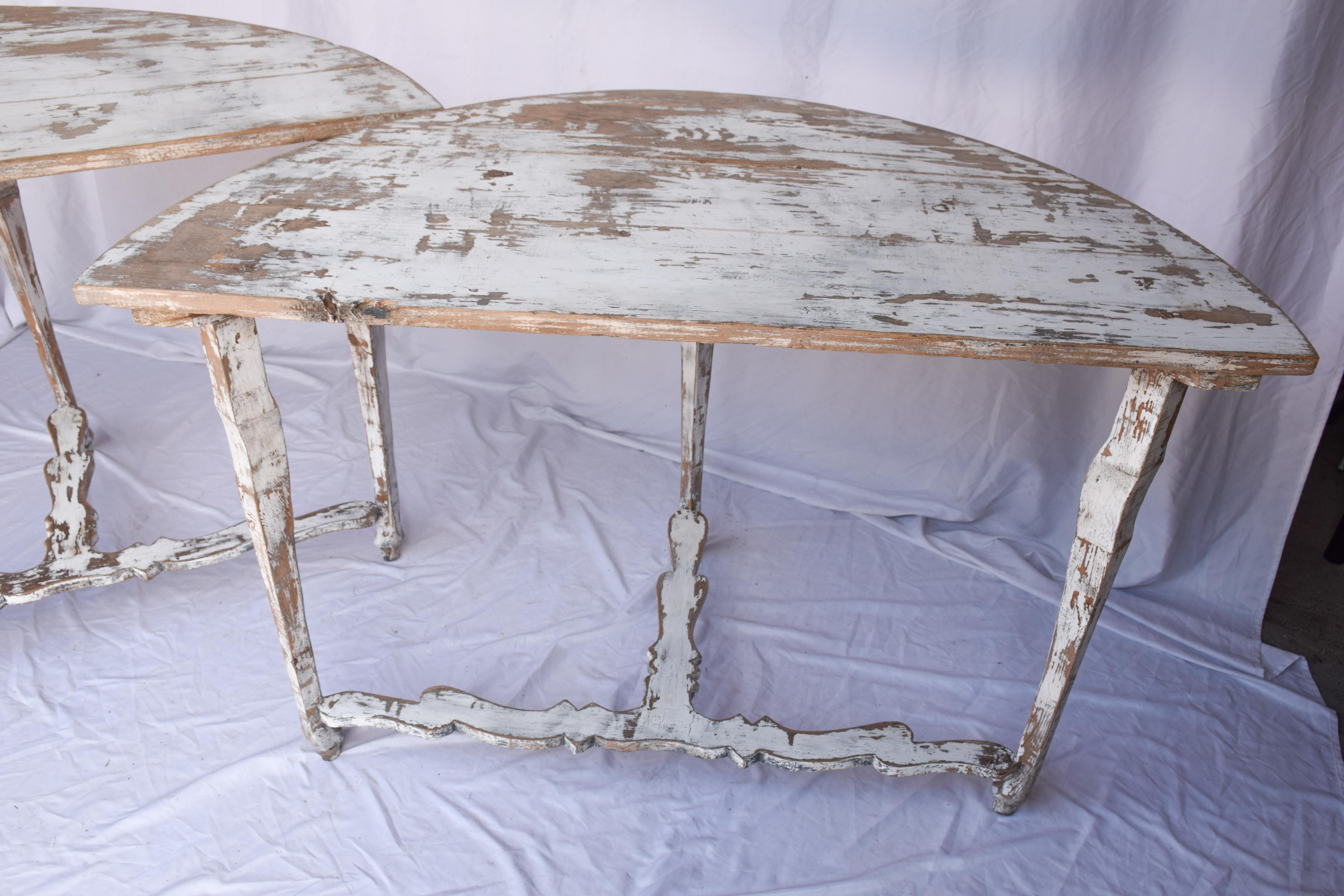 Pair of Demi Lune Tables For Sale 3