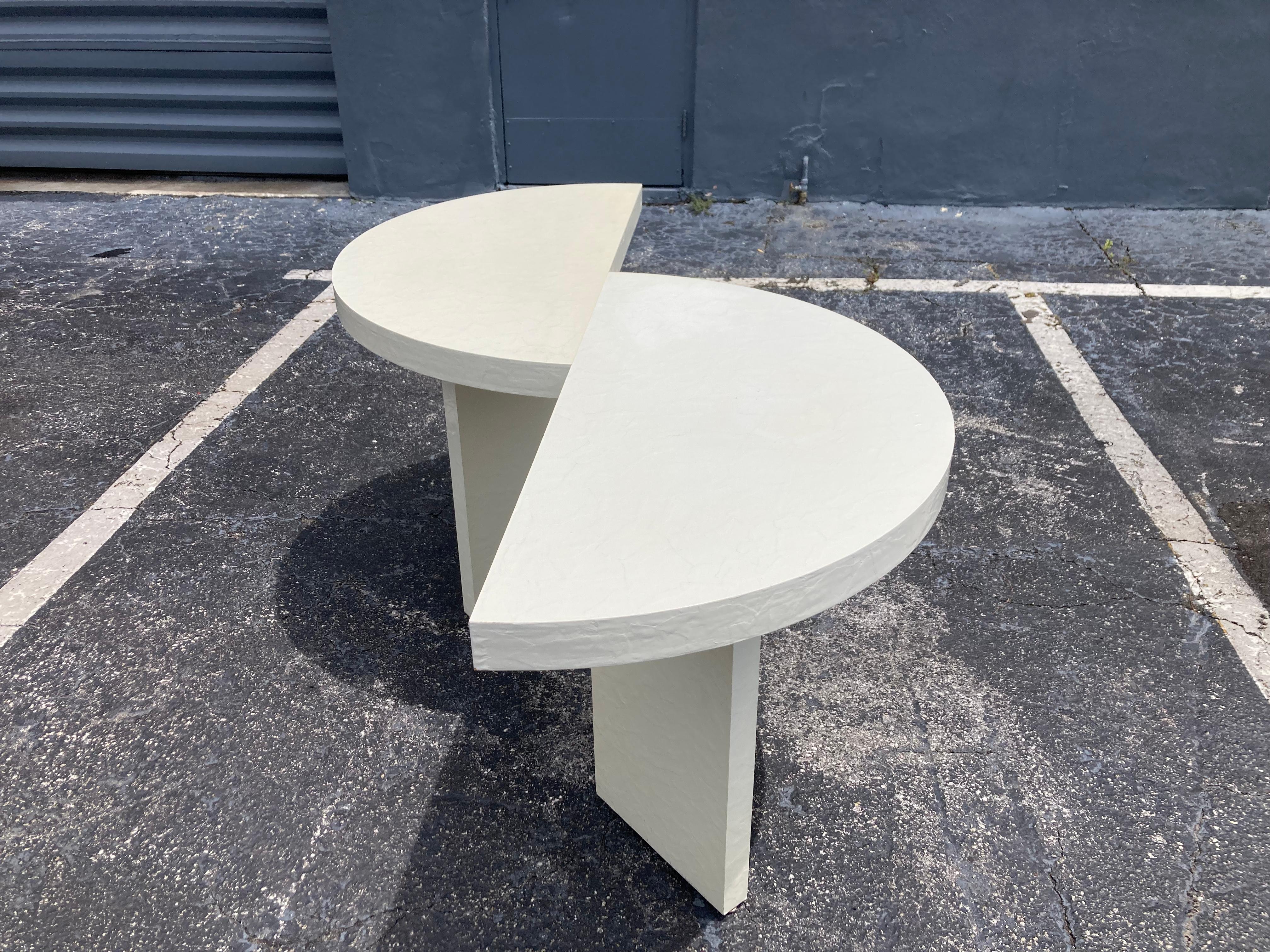 Pair of Demi-Lune Tables, Semi Circle, 1980s For Sale 3