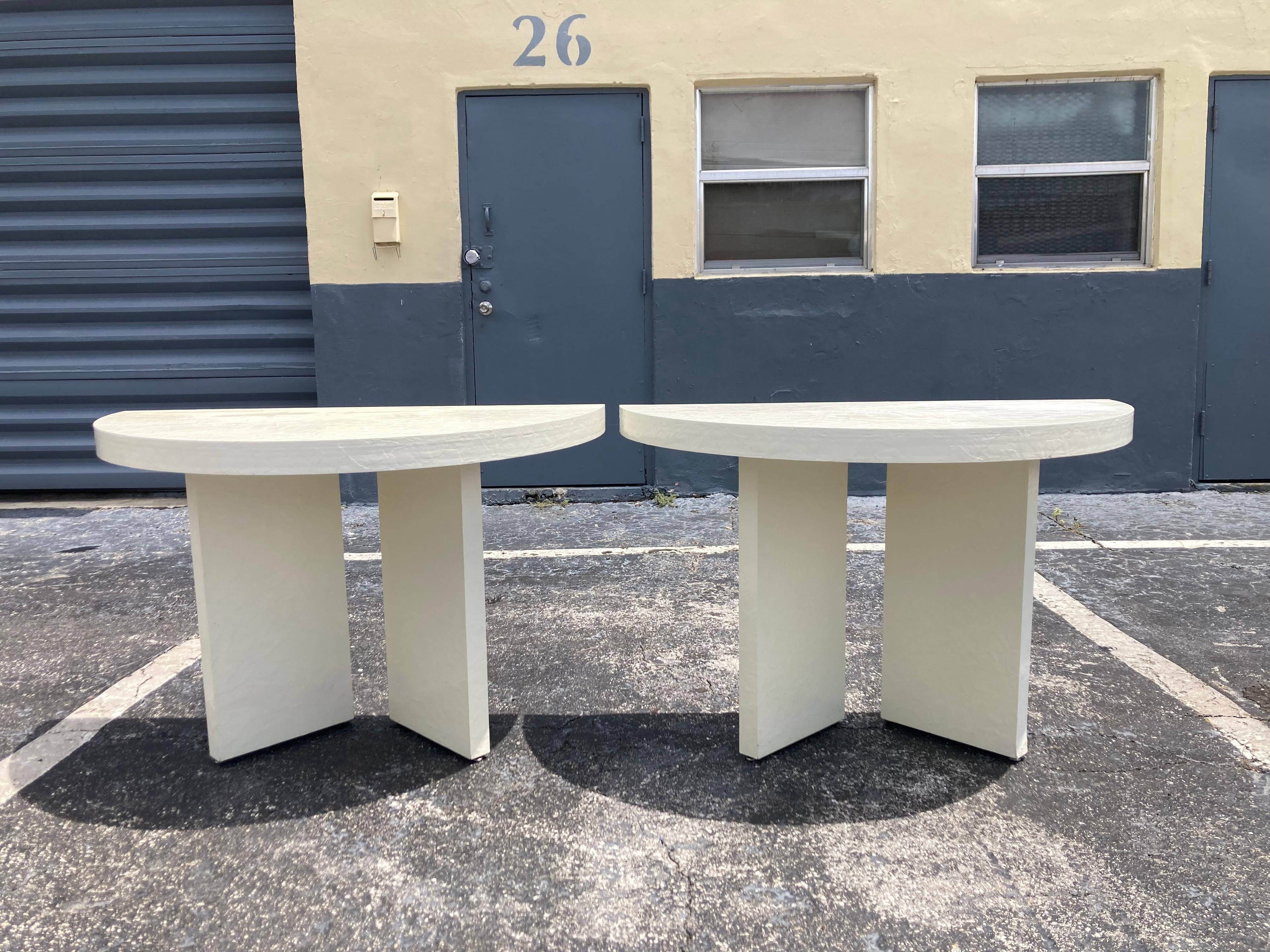 Pair of Demi-Lune Tables, Semi Circle, 1980s For Sale 5