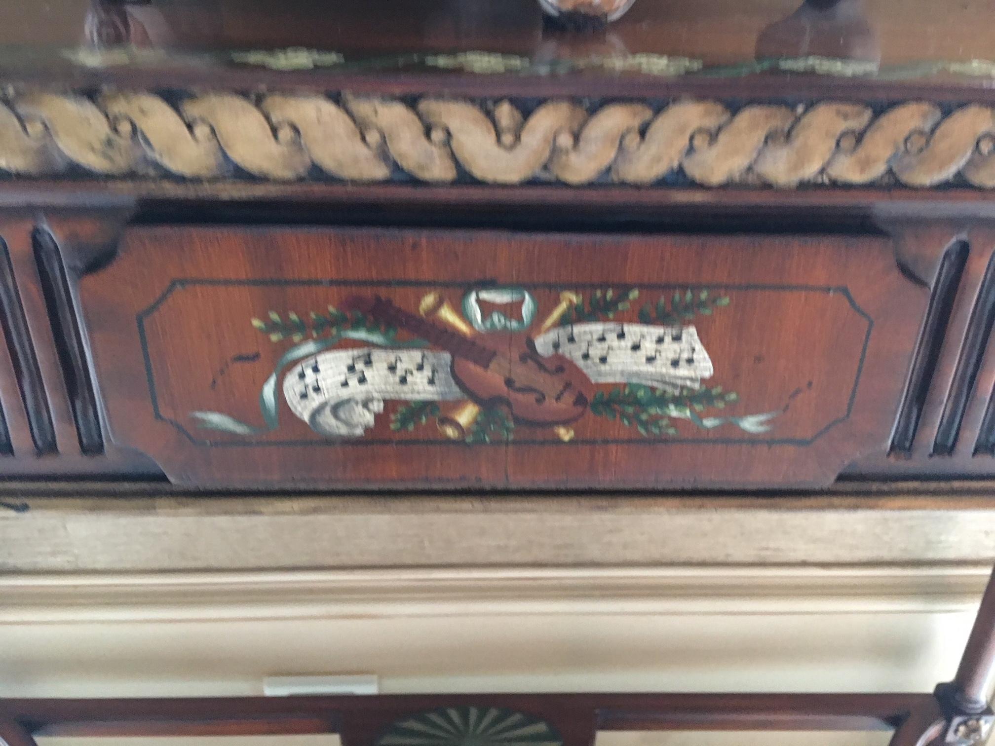 Pair of Demilune Tables with Hand Painted Flowers, 20th Century 3