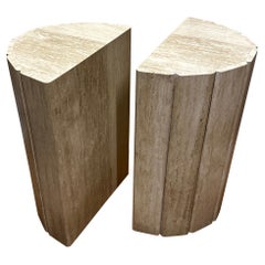 Coppia di console in travertino Demi Lune
