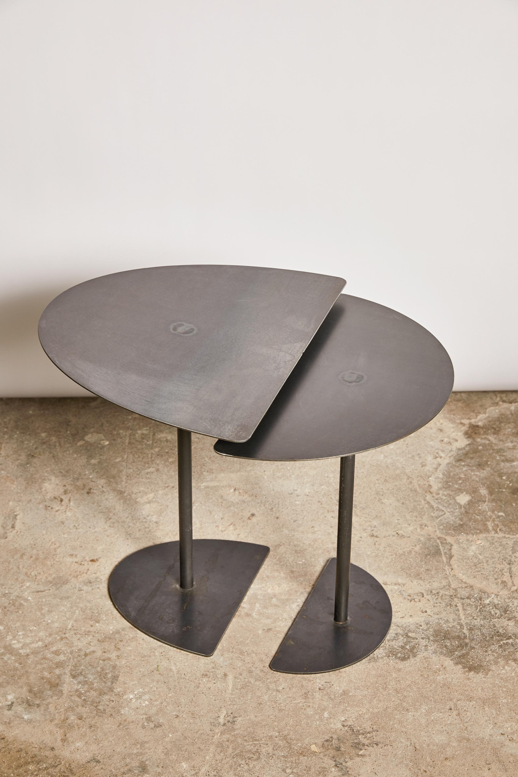 Modern Pair of Demi-Lunes Side Tables Signed by Pia Chevalier