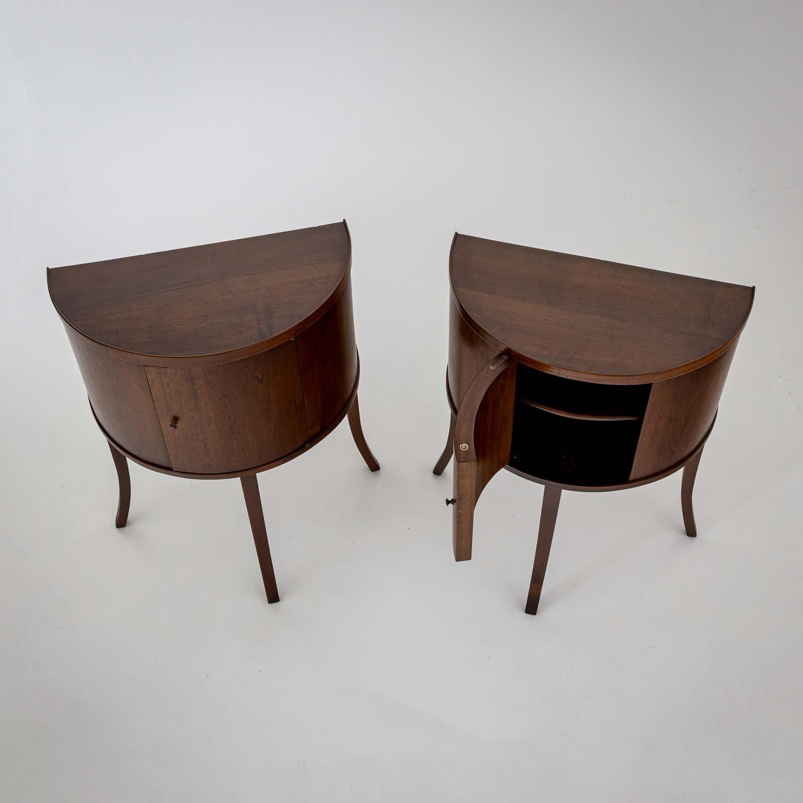 Mid-20th Century Pair of Demilune Bedside Tables, Italy around 1940