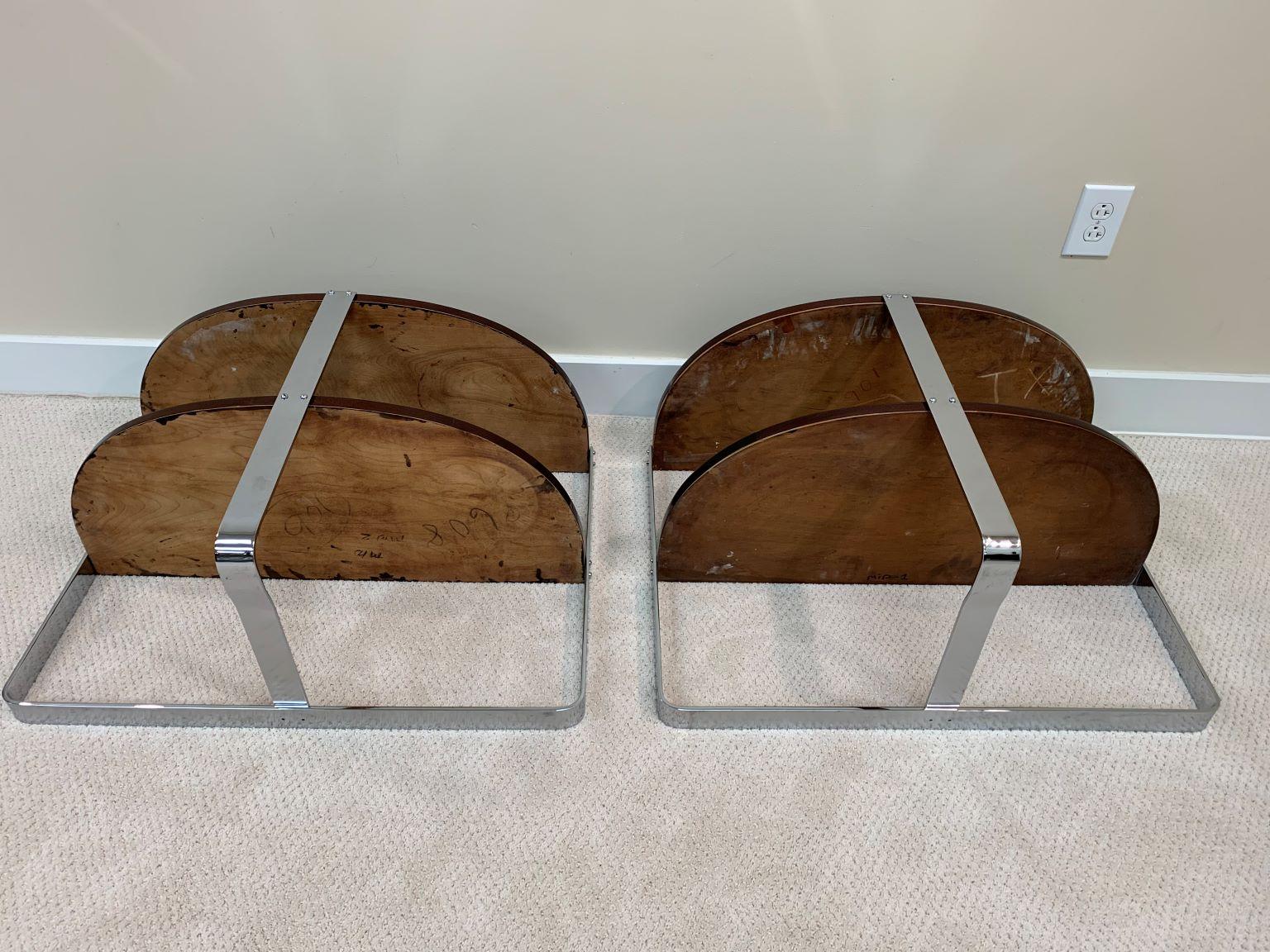 Pair of Demilune Chrome and Art Deco Side Tables in the Style of Donald Deskey  For Sale 2