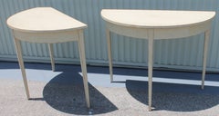 Pair of Demilune White Painted Tables