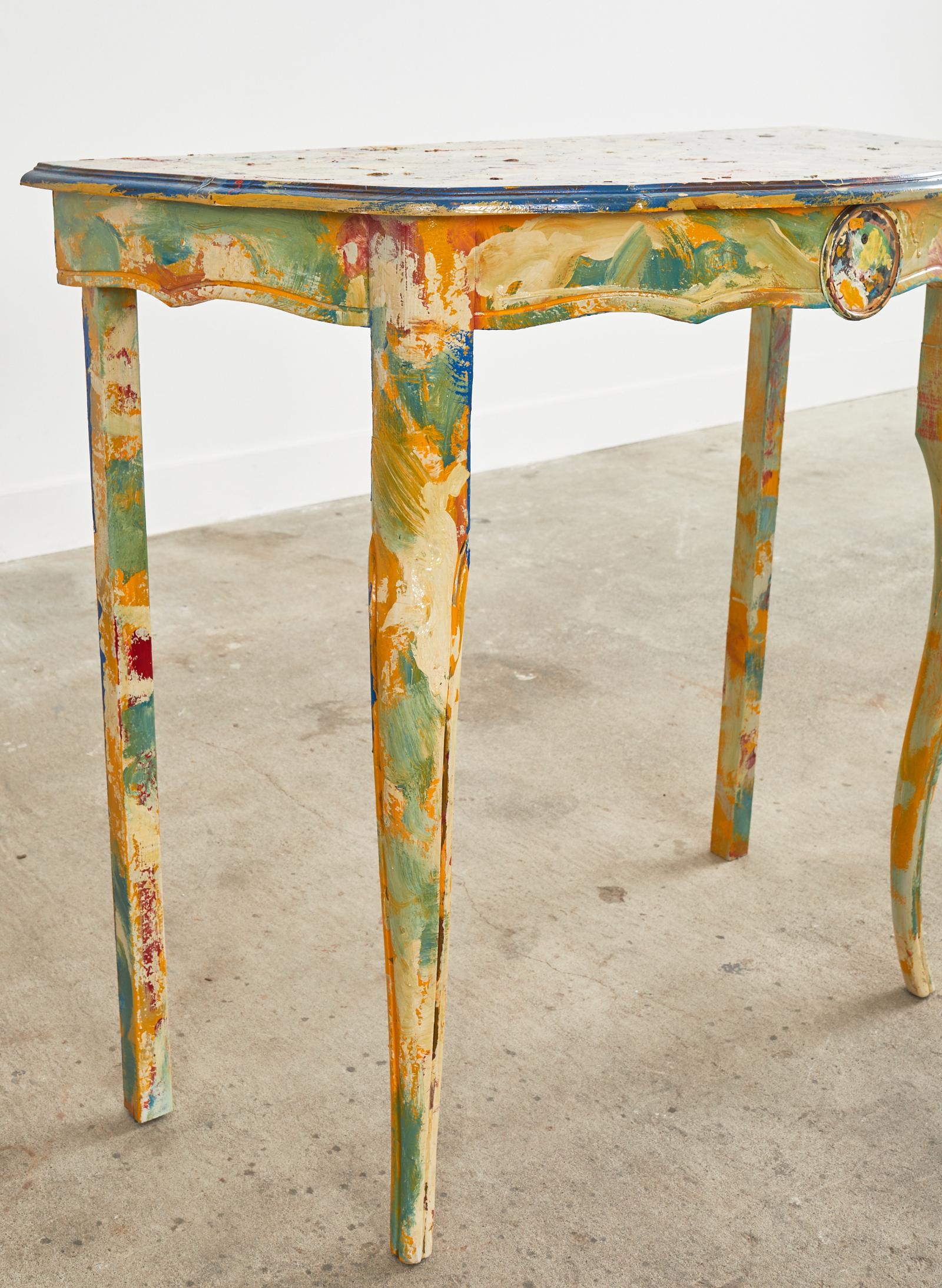 Pair of Demilunes or Center Table Painted by Ira Yeager For Sale 2