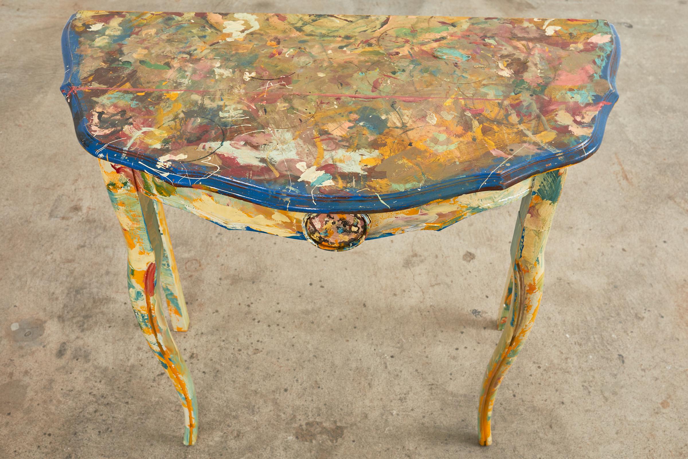 Pair of Demilunes or Center Table Painted by Ira Yeager For Sale 8