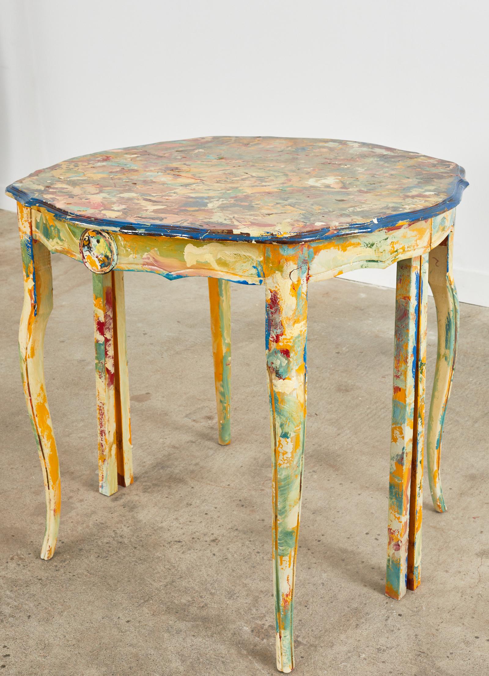 Pair of Demilunes or Center Table Painted by Ira Yeager In Good Condition In Rio Vista, CA