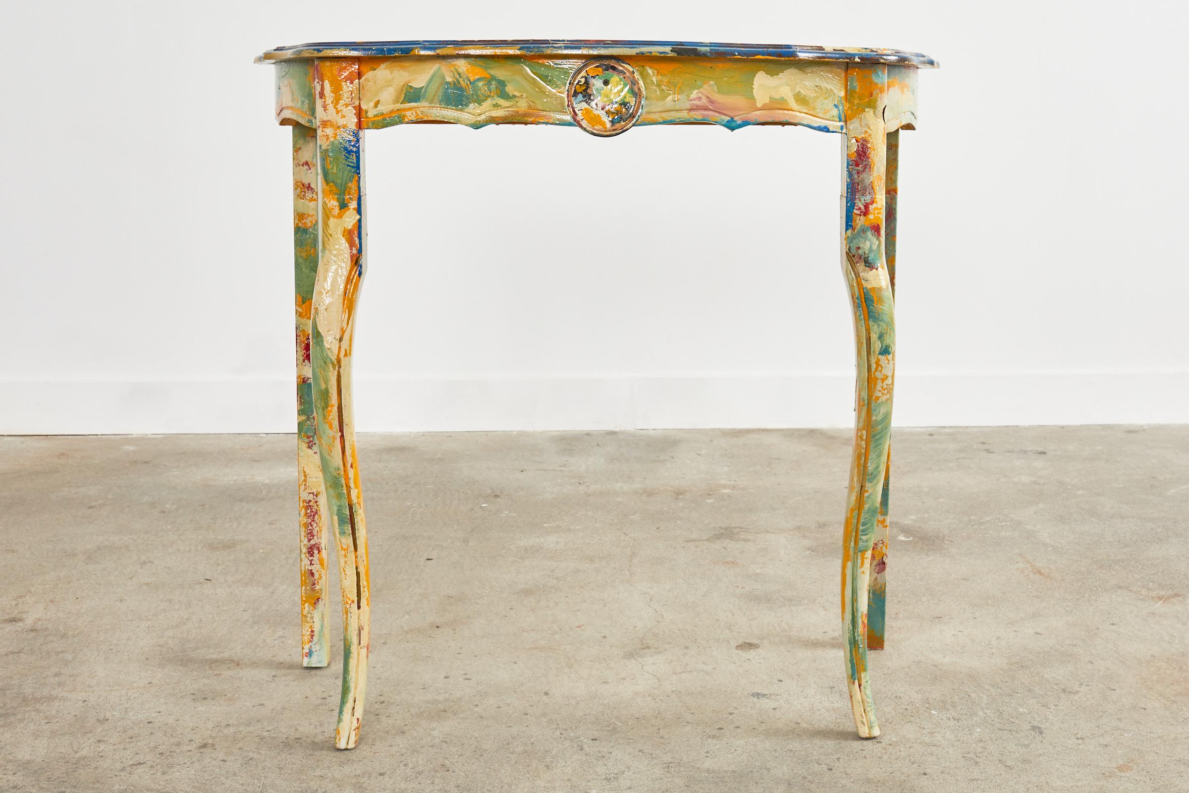 20th Century Pair of Demilunes or Center Table Painted by Ira Yeager For Sale