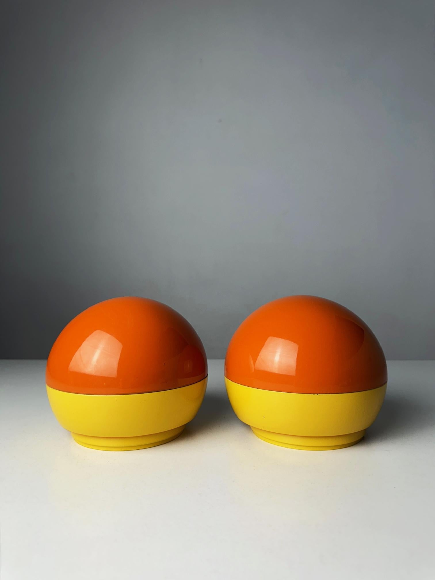 Late 20th Century Pair of Dennie-O space age mirrors with hidden storage 70's
