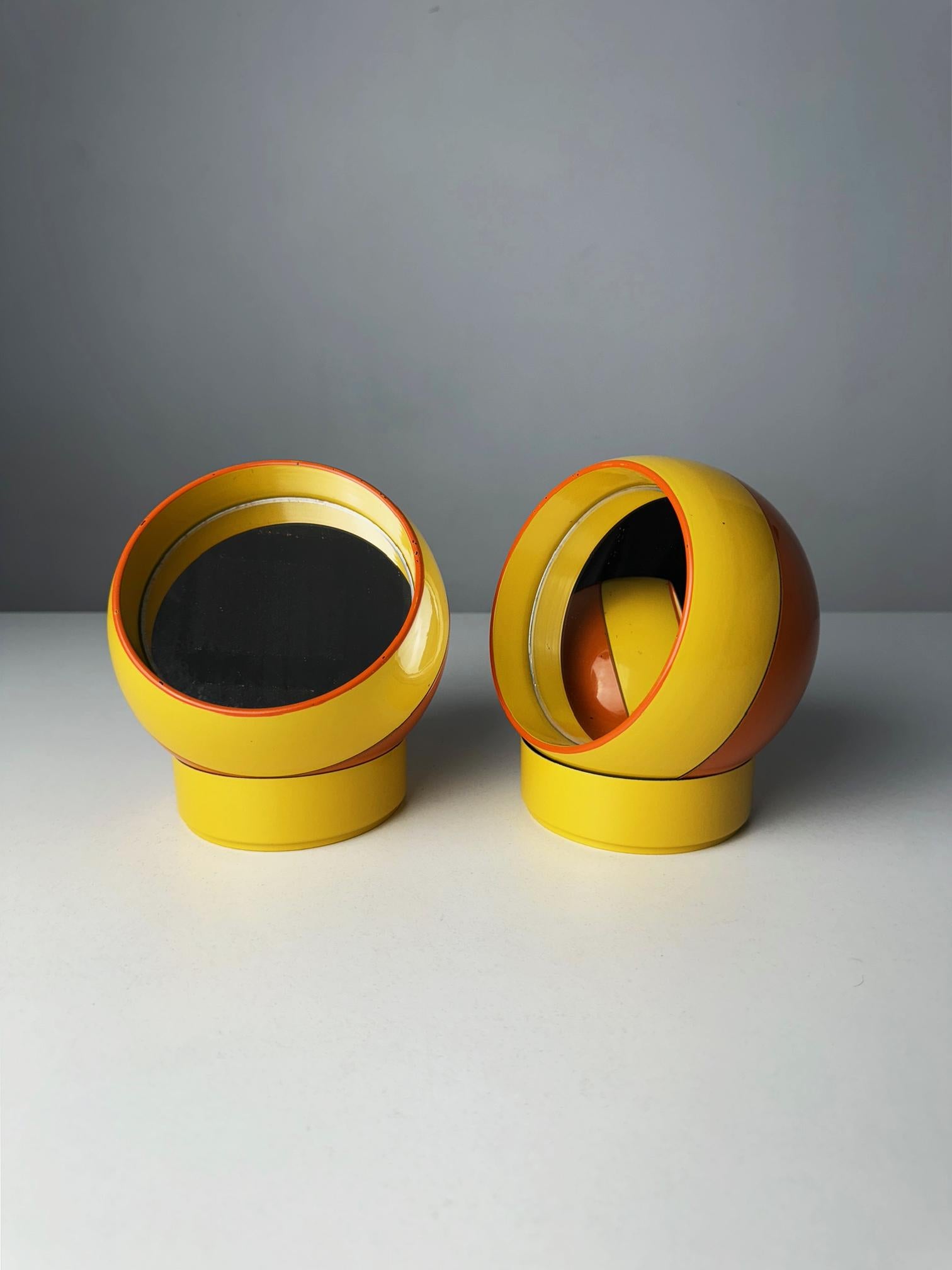 Pair of Dennie-O space age mirrors with hidden storage 70's 2