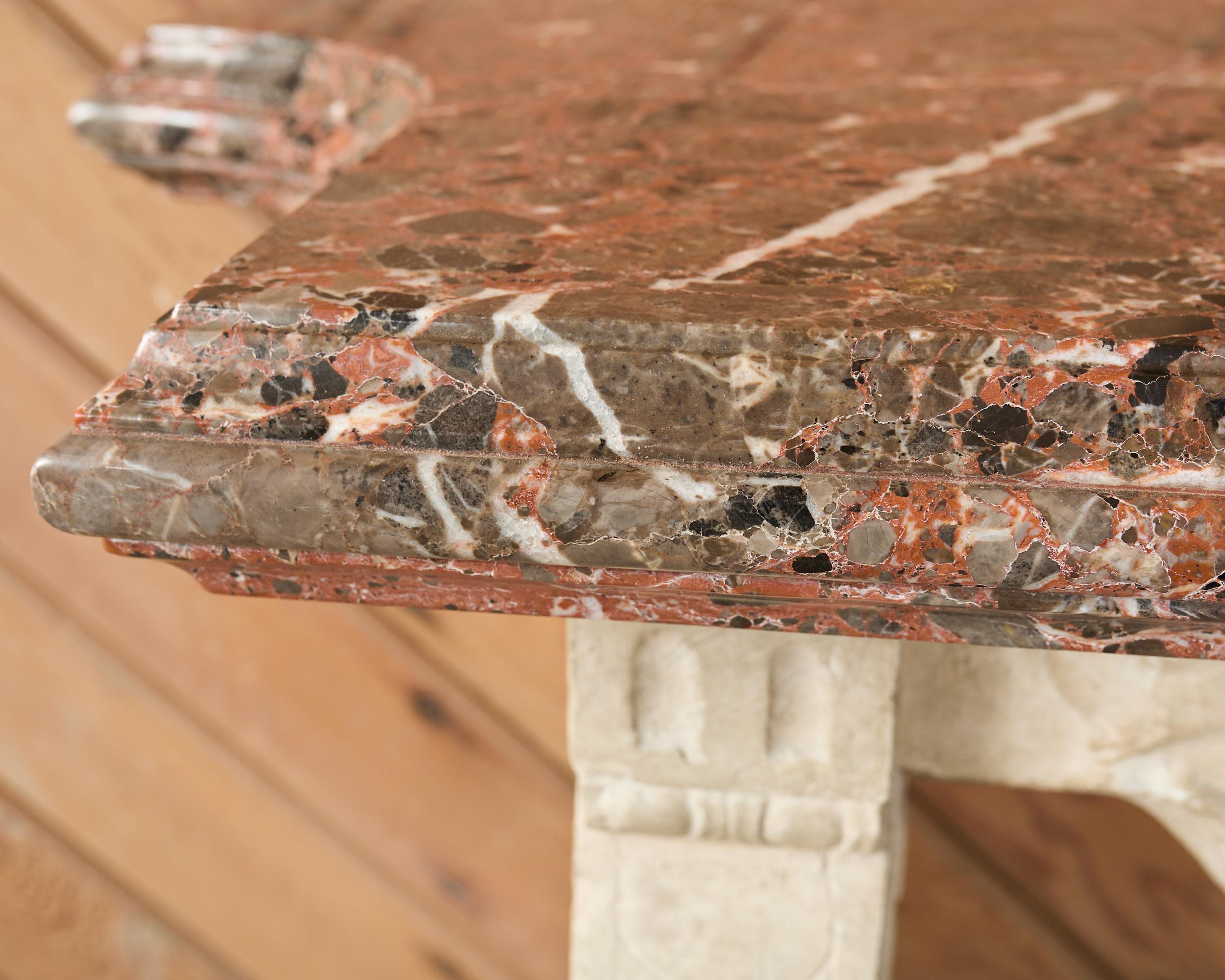Pair of Dennis and Leen Hadrian Stone Marble Top Wall Consoles en vente 2