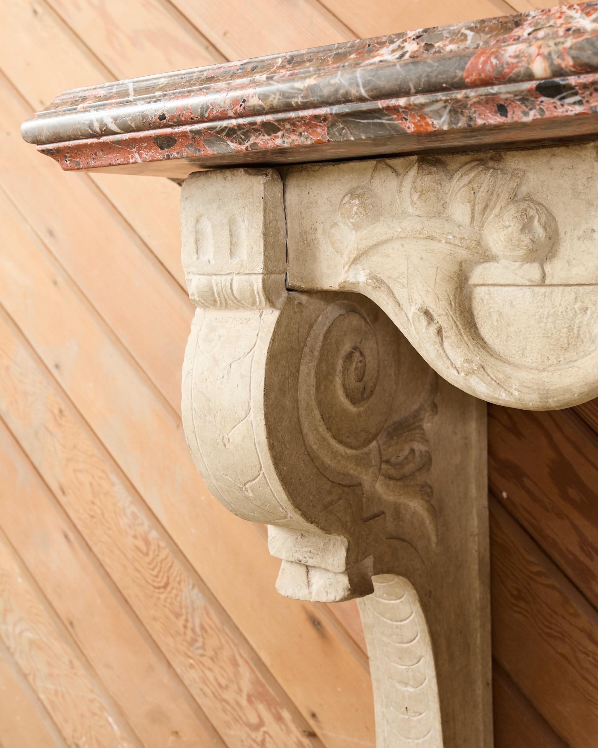 Pair of Dennis and Leen Hadrian Stone Marble Top Wall Consoles en vente 4