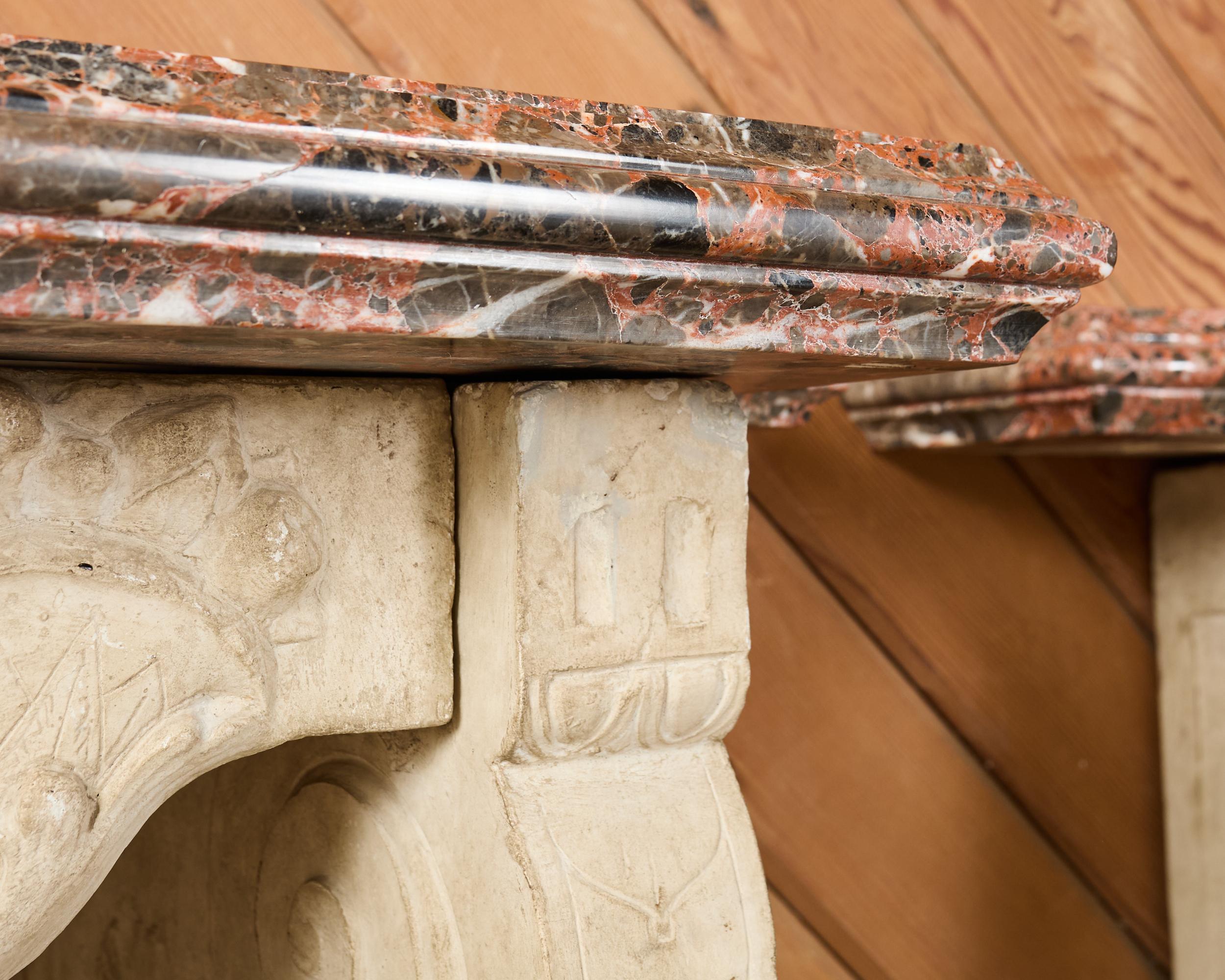 Pair of Dennis and Leen Hadrian Stone Marble Top Wall Consoles en vente 6