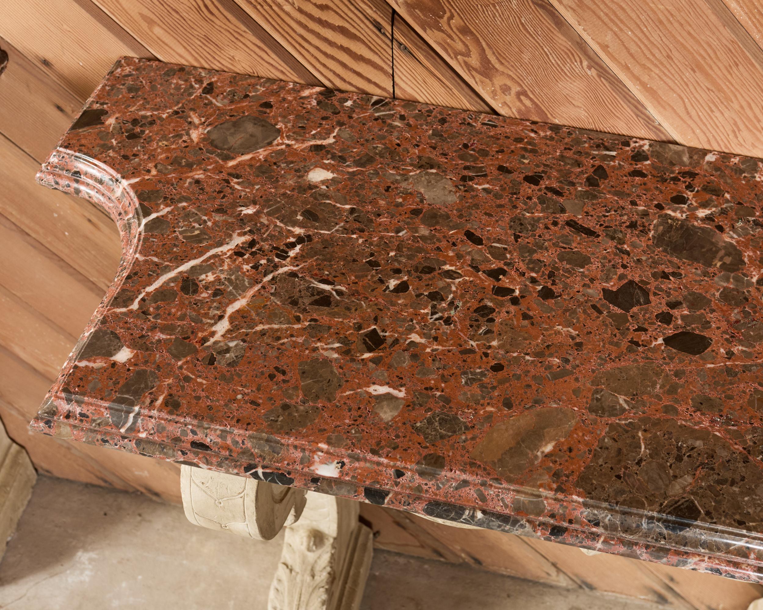 Pair of Dennis and Leen Hadrian Stone Marble Top Wall Consoles en vente 7