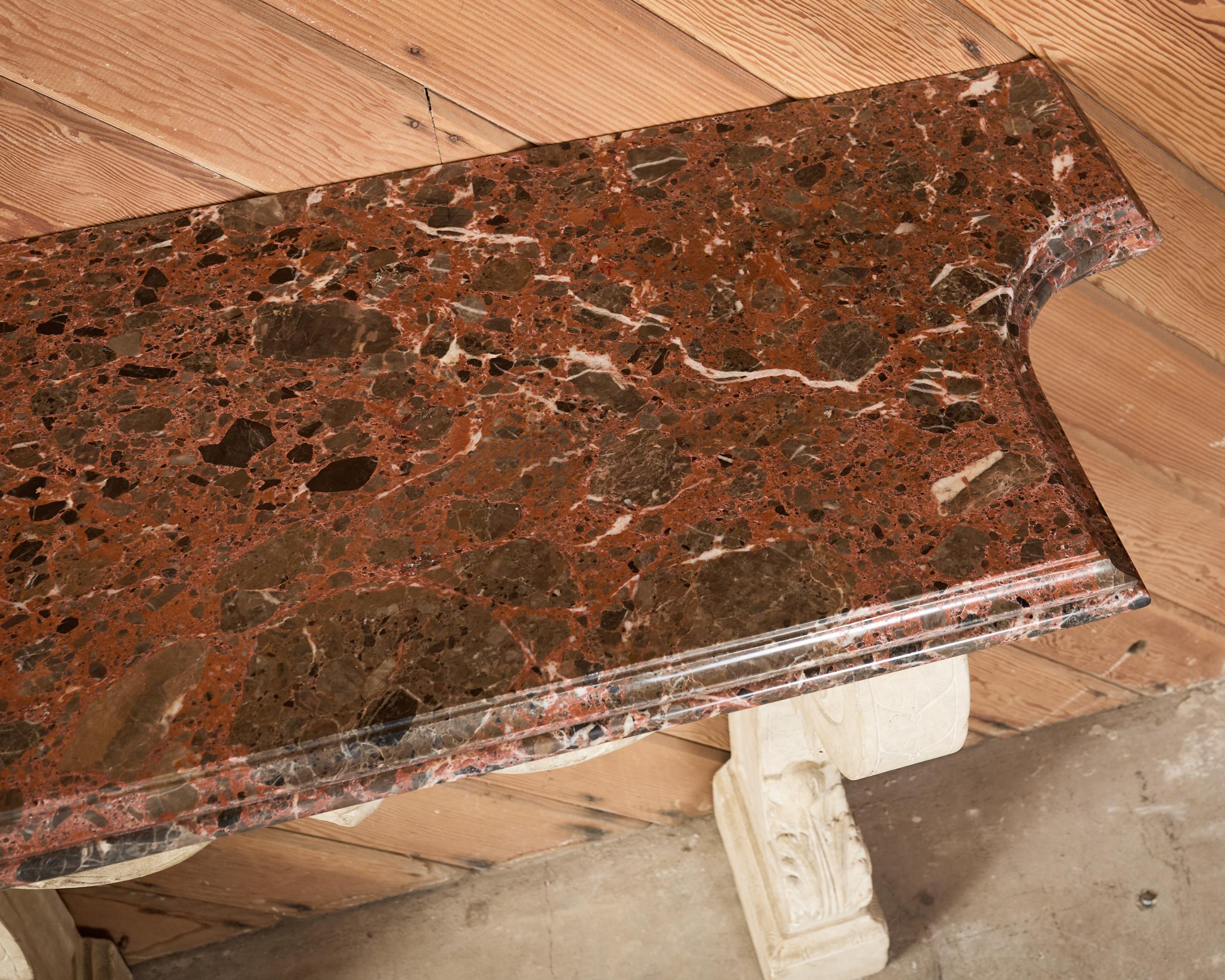 Pair of Dennis and Leen Hadrian Stone Marble Top Wall Consoles en vente 8