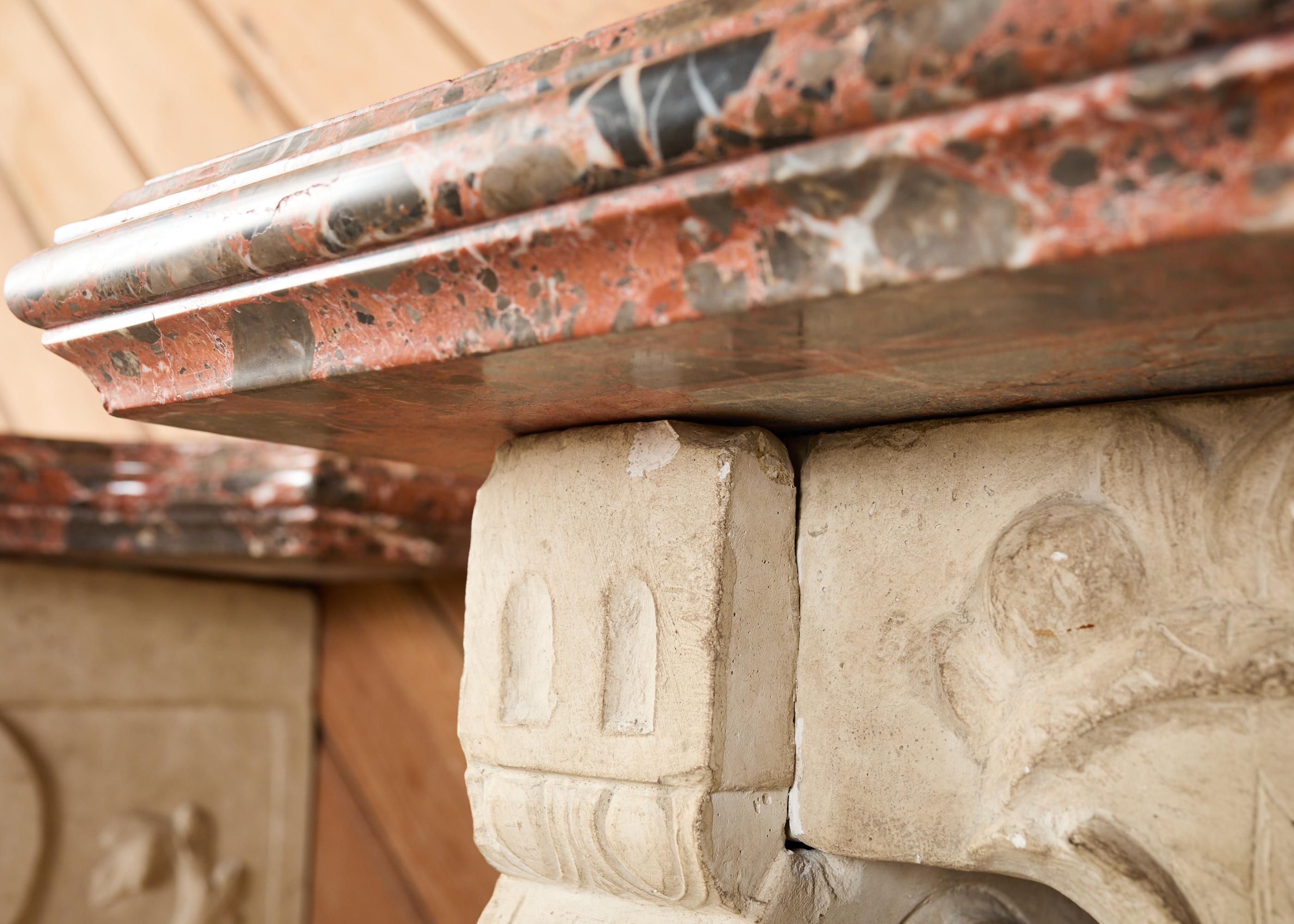 Pair of Dennis and Leen Hadrian Stone Marble Top Wall Consoles en vente 10