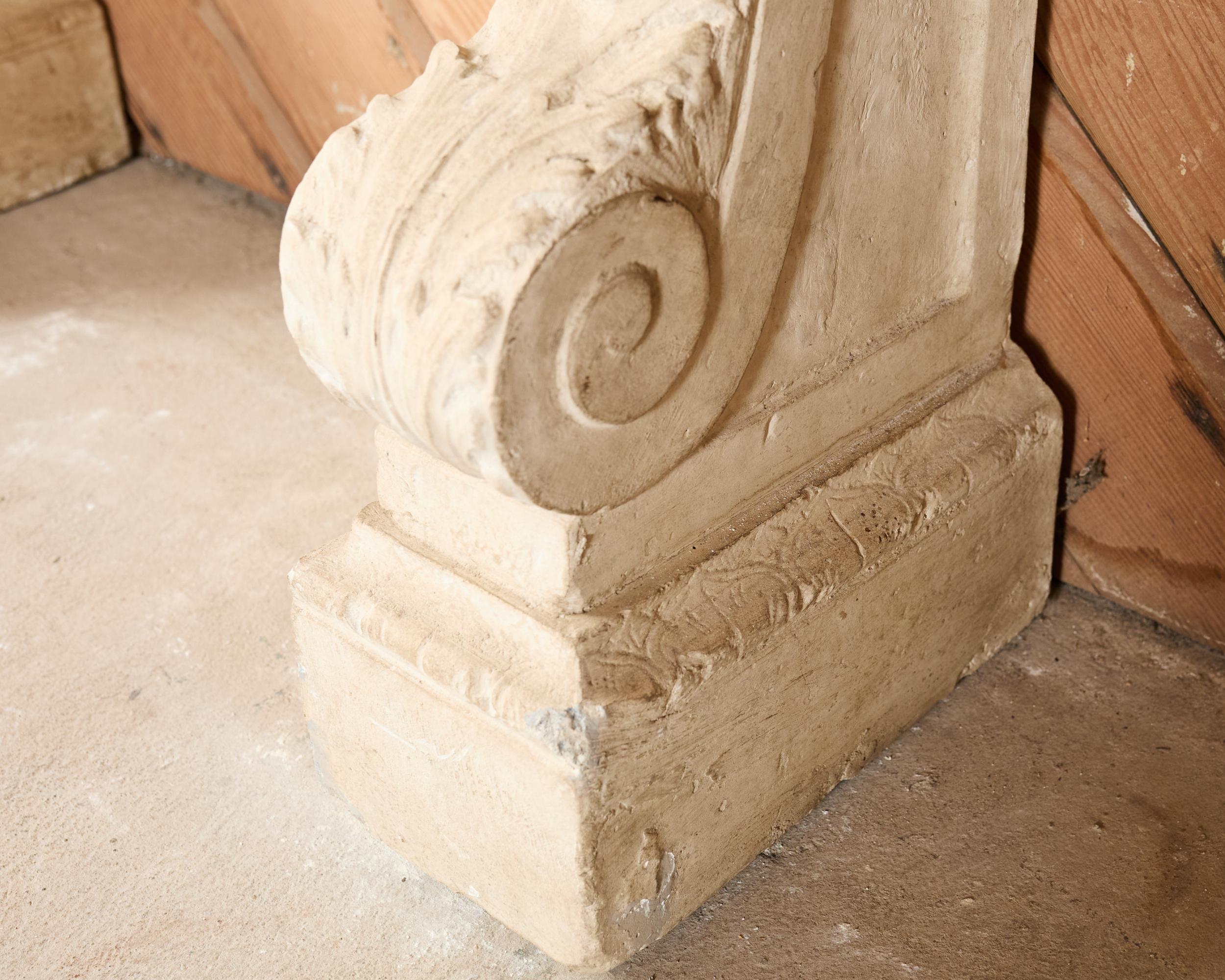 Pair of Dennis and Leen Hadrian Stone Marble Top Wall Consoles en vente 11